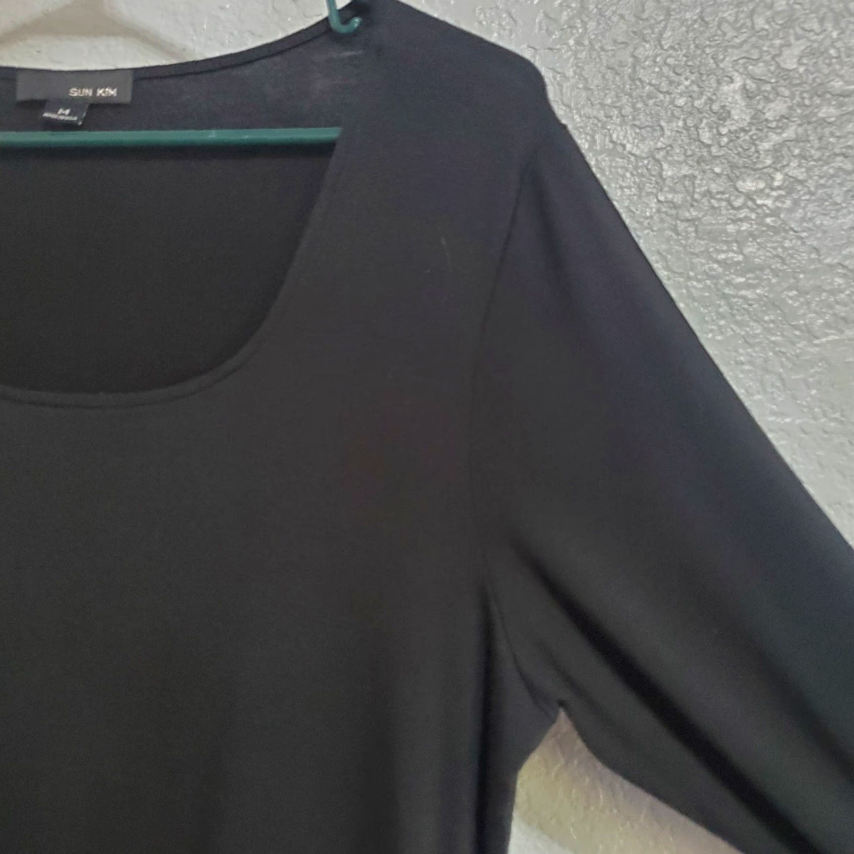 Vintage Sun Kim Tunic Top Women M Black Asymmetrical Bubble Hem Stretch Lagenlook USA Size M / US 6-8 / IT 42-44 - 6 Thumbnail