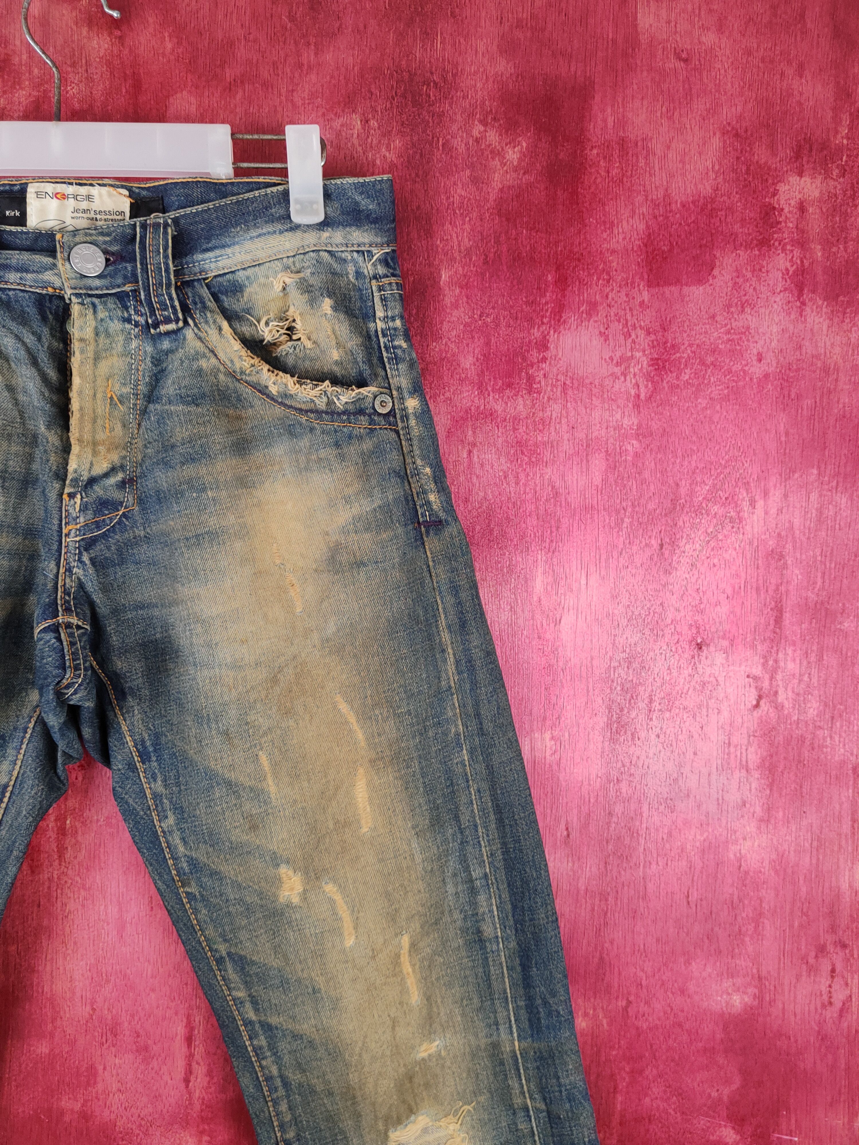 Energie D Energie Dark Blue Distressed faded jeans Denim #S1540 Size US 29 - 6 Thumbnail