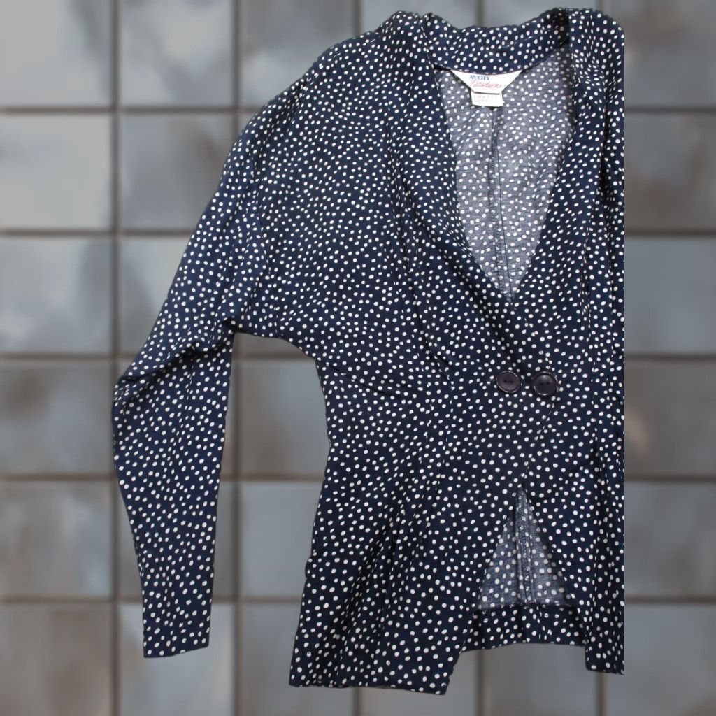 Vintage VINTAGE Avon Button Up Blue Blouse Womens 7/8 Shirt 70s 80s Casual Nylon Victorian Polka Dot M/L Size M / US 6-8 / IT 42-44 - 1 Thumbnail