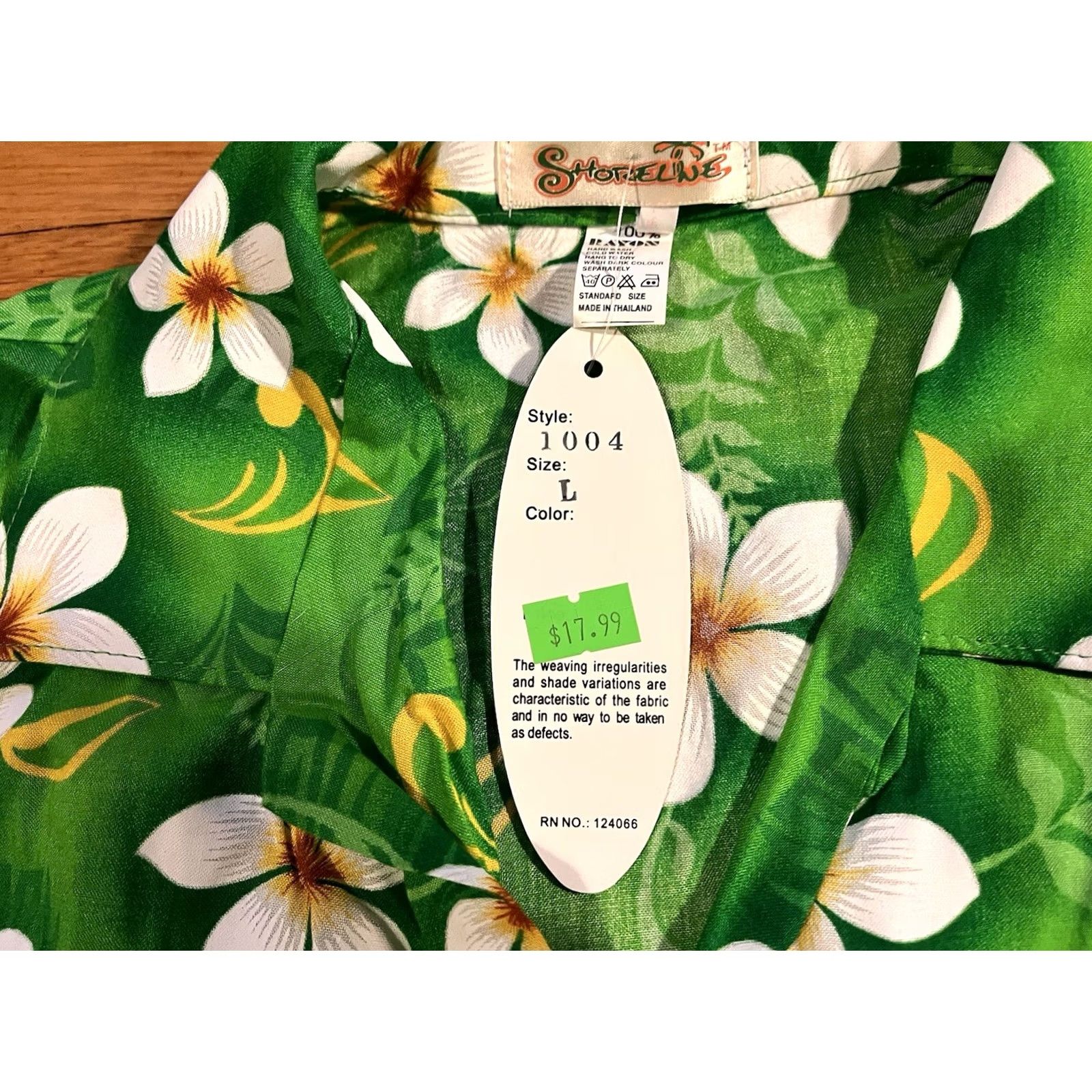 Vintage Shoreline Men’s Large Green White Floral Hawaiian Shirt Button-Up Short Sleeve Beach Retro Size US L / EU 52-54 / 3 - 5 Thumbnail