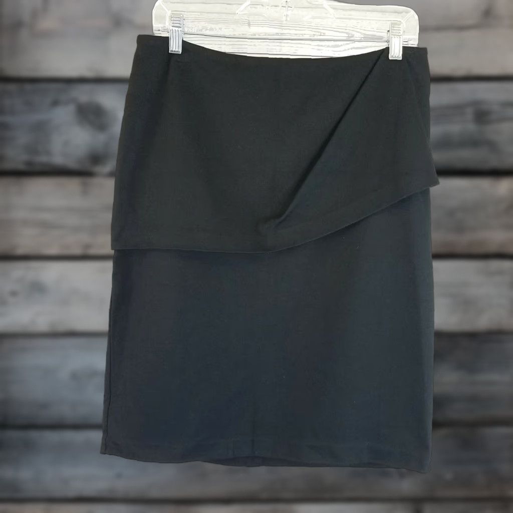 Vintage CAbi 3099 Womens Overlay Pencil Skirt Sz 10 Solid Black Rayon Blend Size 32" / US 10 / IT 46 - 1 Thumbnail