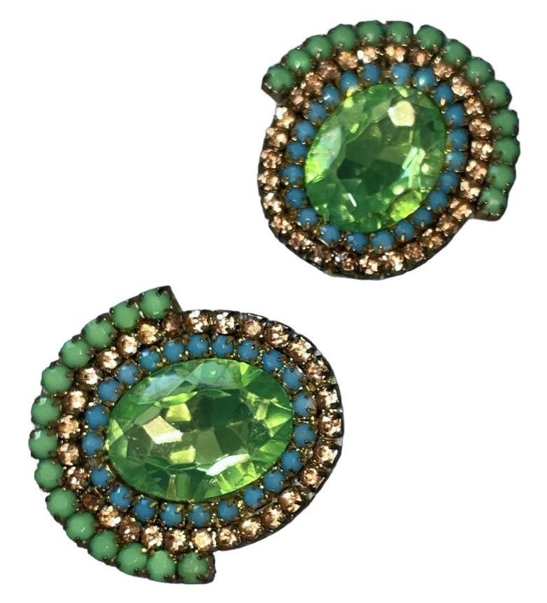 Vintage Art Deco Vintage Czech Crystal Oversized Earrings Size ONE SIZE - 8 Thumbnail