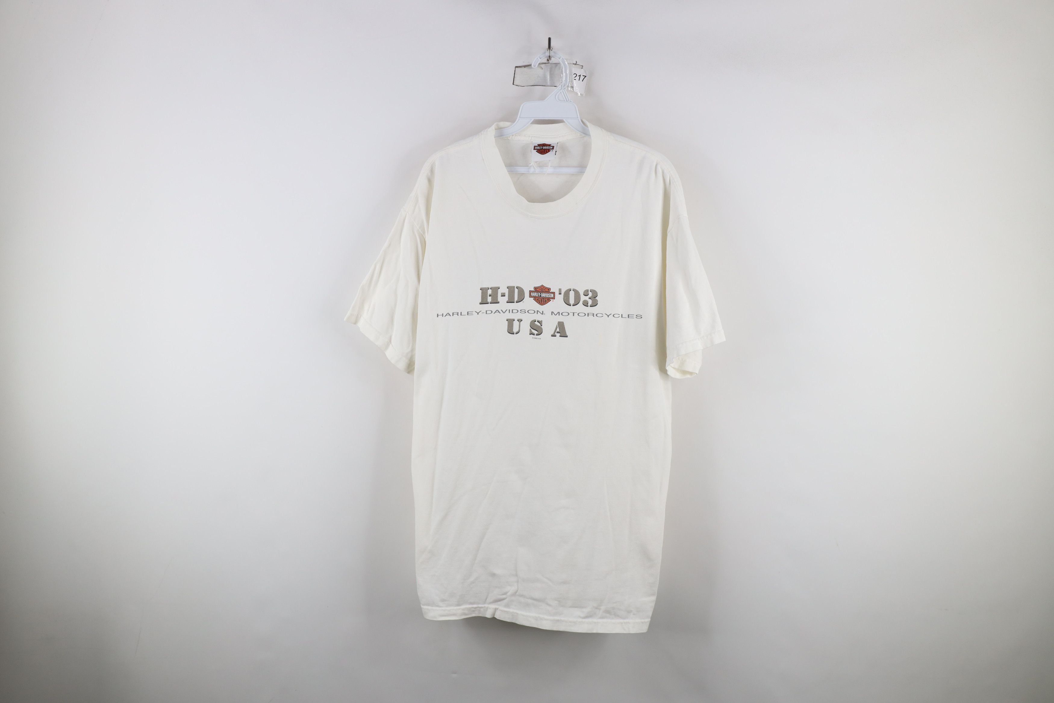 Harley Davidson × Vintage Vintage Y2K 2002 Harley Davidson Spell Out T-Shirt White Size US L / EU 52-54 / 3 - 1 Thumbnail