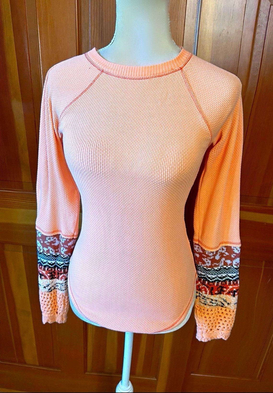 Free People NWOT, Free People Desert The Mix Cuff Henley Thermal Orange Size S / US 4 / IT 40 - 12 Thumbnail