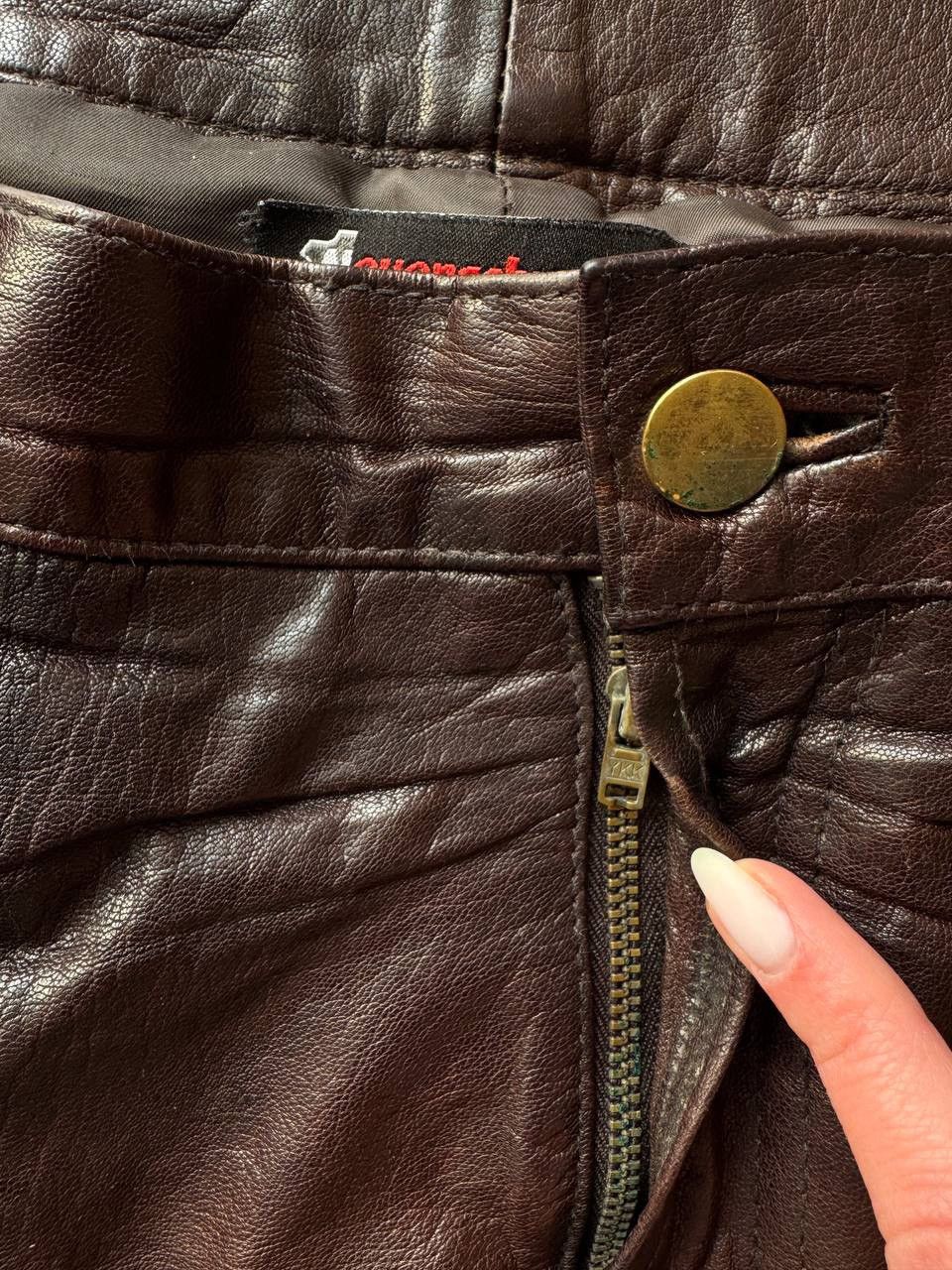 Genuine Leather × Leather Vintage Brown Leather Pants ASAP Rocky Style Moto Bike Size US 38 / EU 54 - 5 Thumbnail