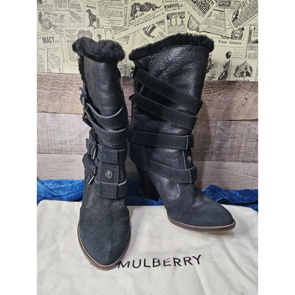 Mulberry Mulberry Heeled Fur Leather Boots 36.5 US 6.5 7 Size US 6.5 / IT 36.5 - 2 Thumbnail