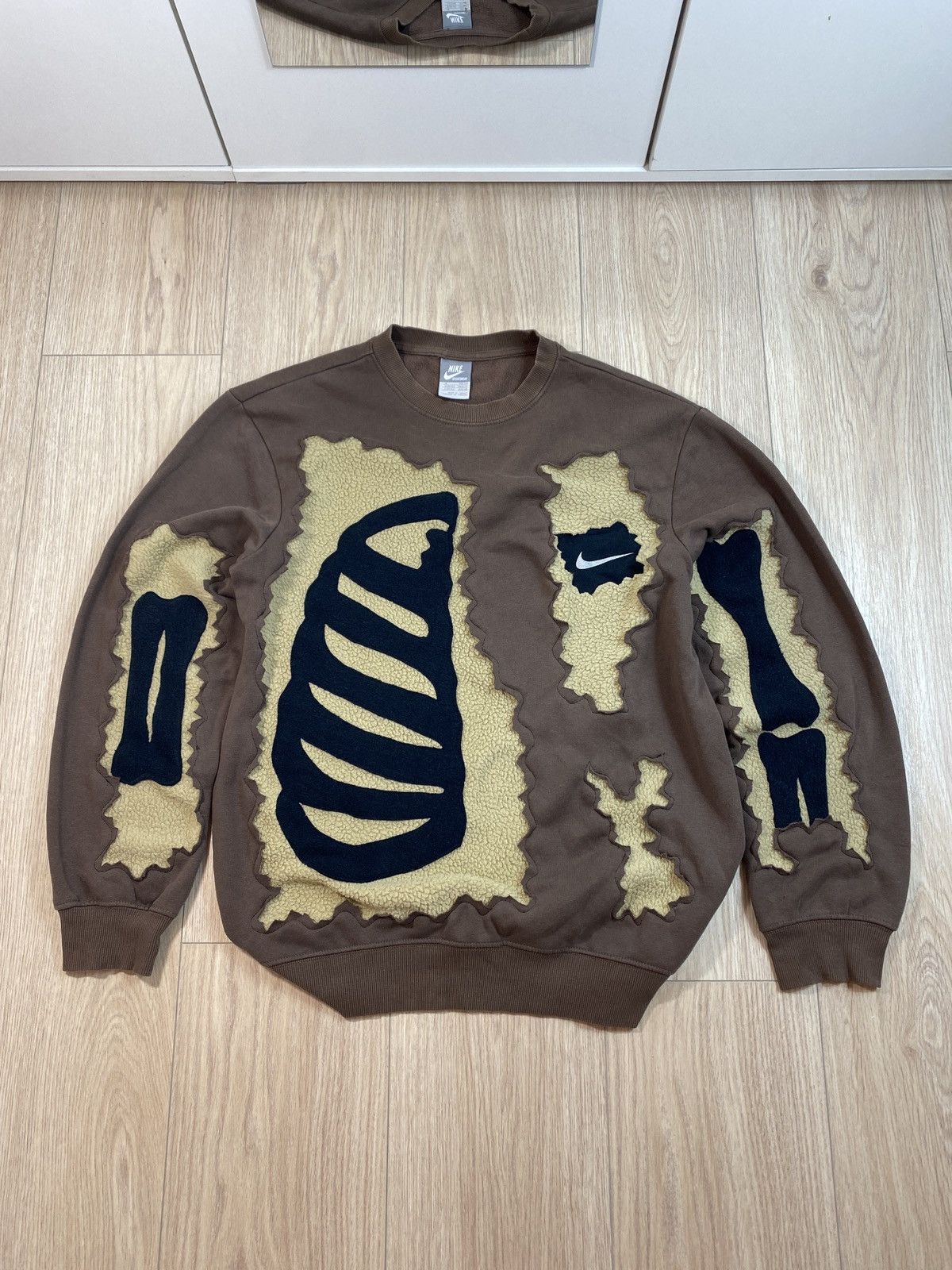 Japanese Brand × Nike × Vintage Nike Custom Skeleton Hoodie Skull Bones Vintage Y2K Brown 90 Size US M / EU 48-50 / 2 - 1 Thumbnail