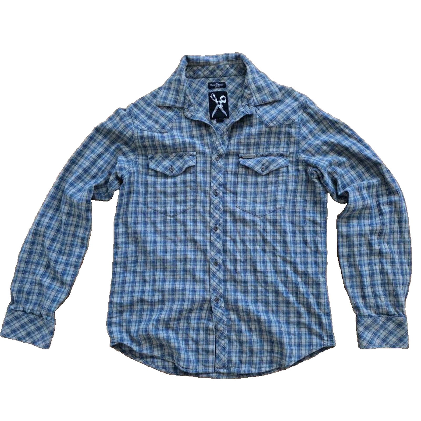 Marc Ecko Marc Ecko Medium Navy Plaid Long Sleeve medium A001237 Size US M / EU 48-50 / 2 - 1 Thumbnail