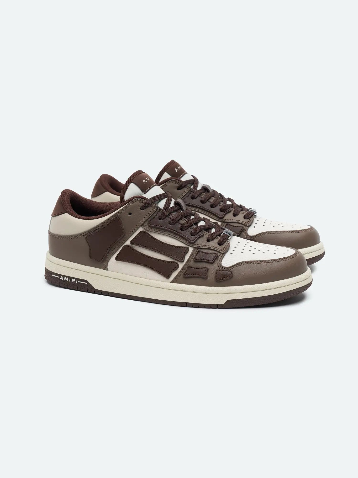 Amiri oc11z0925 Skelton Low Top Sneakers in Brown/Sea Salt Size US 11 / EU 44 - 2 Thumbnail