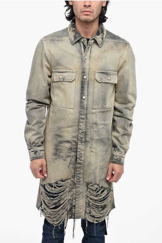 Rick Owens o1y0325 Denim Shirt in Grey Size US L / EU 52-54 / 3 - 1 Thumbnail