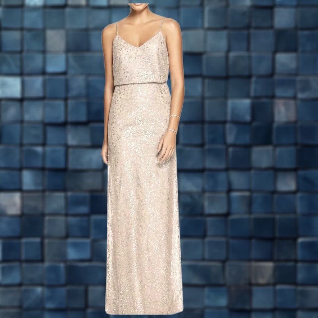 After Six After Six Dress Maxi Gown Lace Two-Piece Pink Sz 8 V-Neck Sleeveless Metallic ROCOCO Size M / US 6-8 / IT 42-44 - 1 Thumbnail