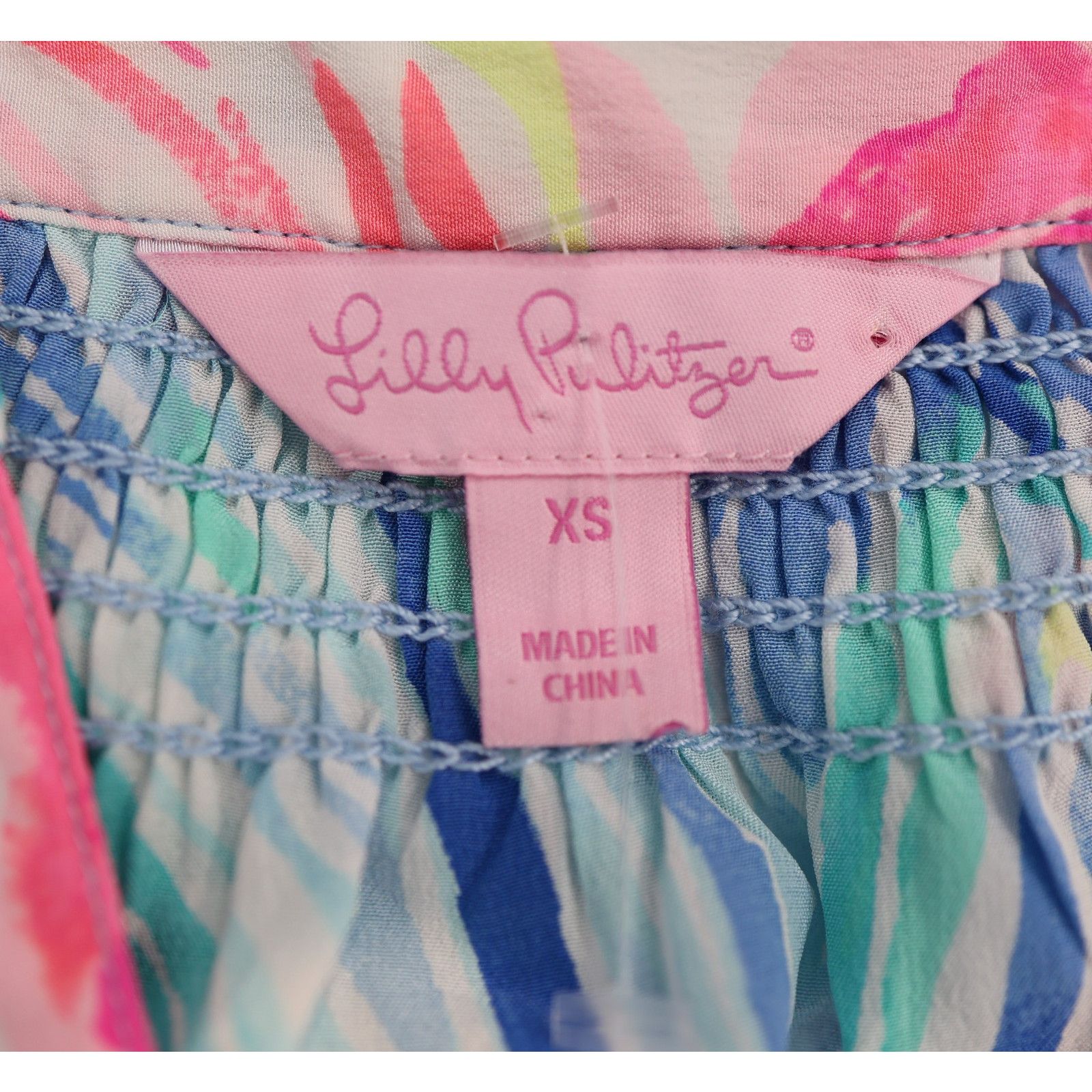 Lilly Pulitzer LILLY PULITZER Elsa Silk LS Beach Please Top Blouse Sz XS Size XS / US 0-2 / IT 36-38 - 6 Thumbnail