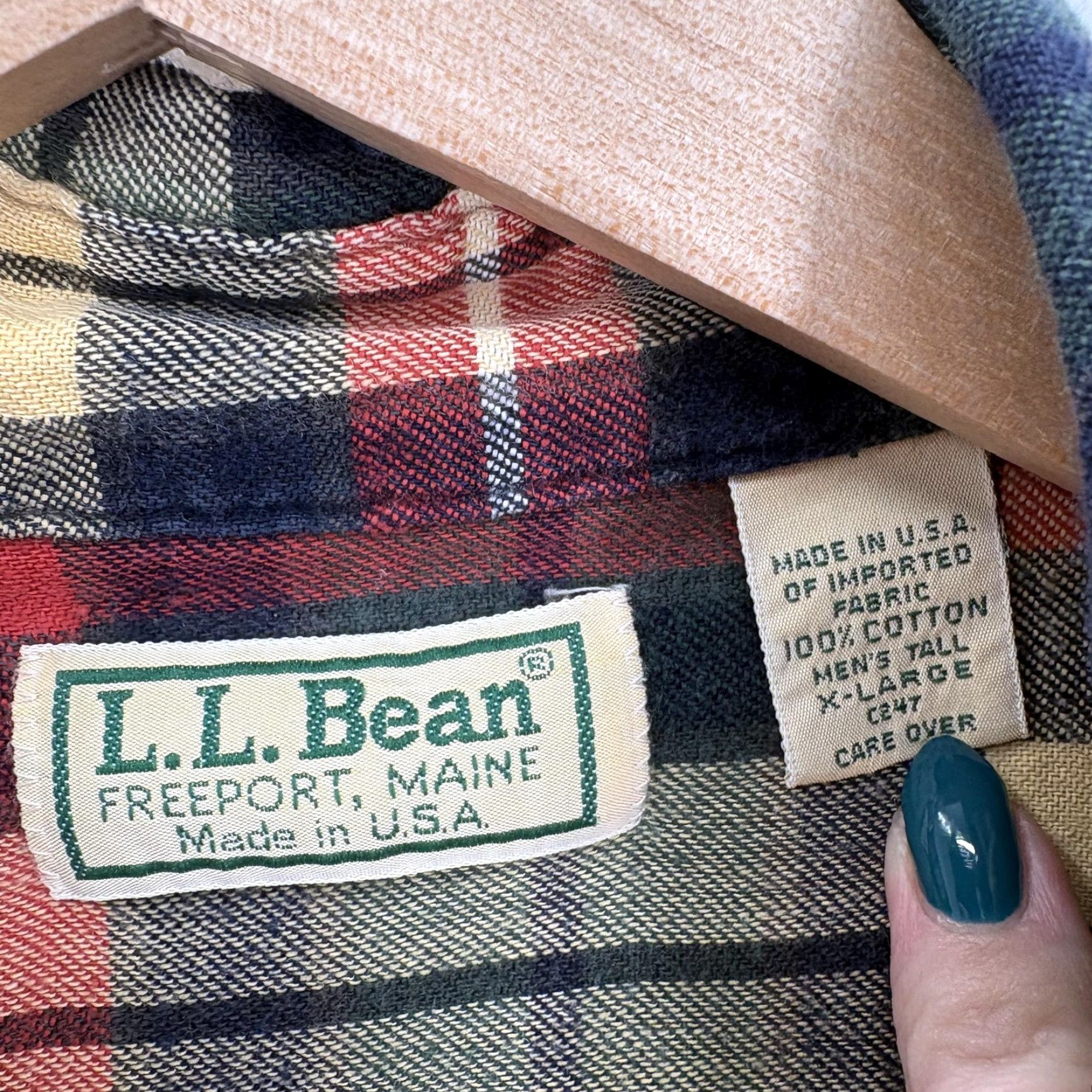 Vintage VINTAGE L.L. Bean Shirt Mens XLT Green Plaid Long Sleeve Button Up Flannel USA 90s Mens Size US XL / EU 56 / 4 - 3 Thumbnail