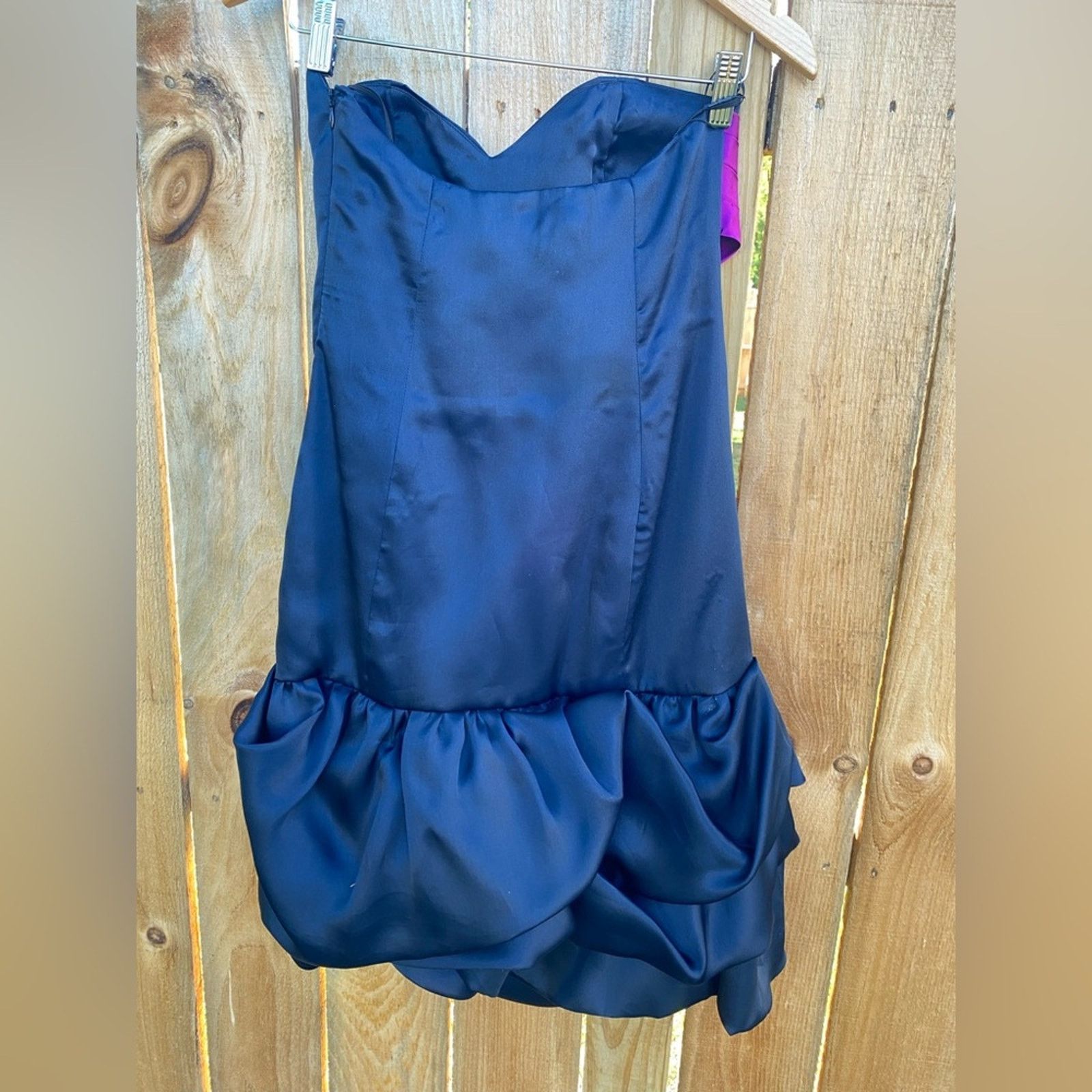 Vintage VTG y2k strapless navy blue satin dress purple mini bubble Size S / US 4 / IT 40 - 5 Thumbnail
