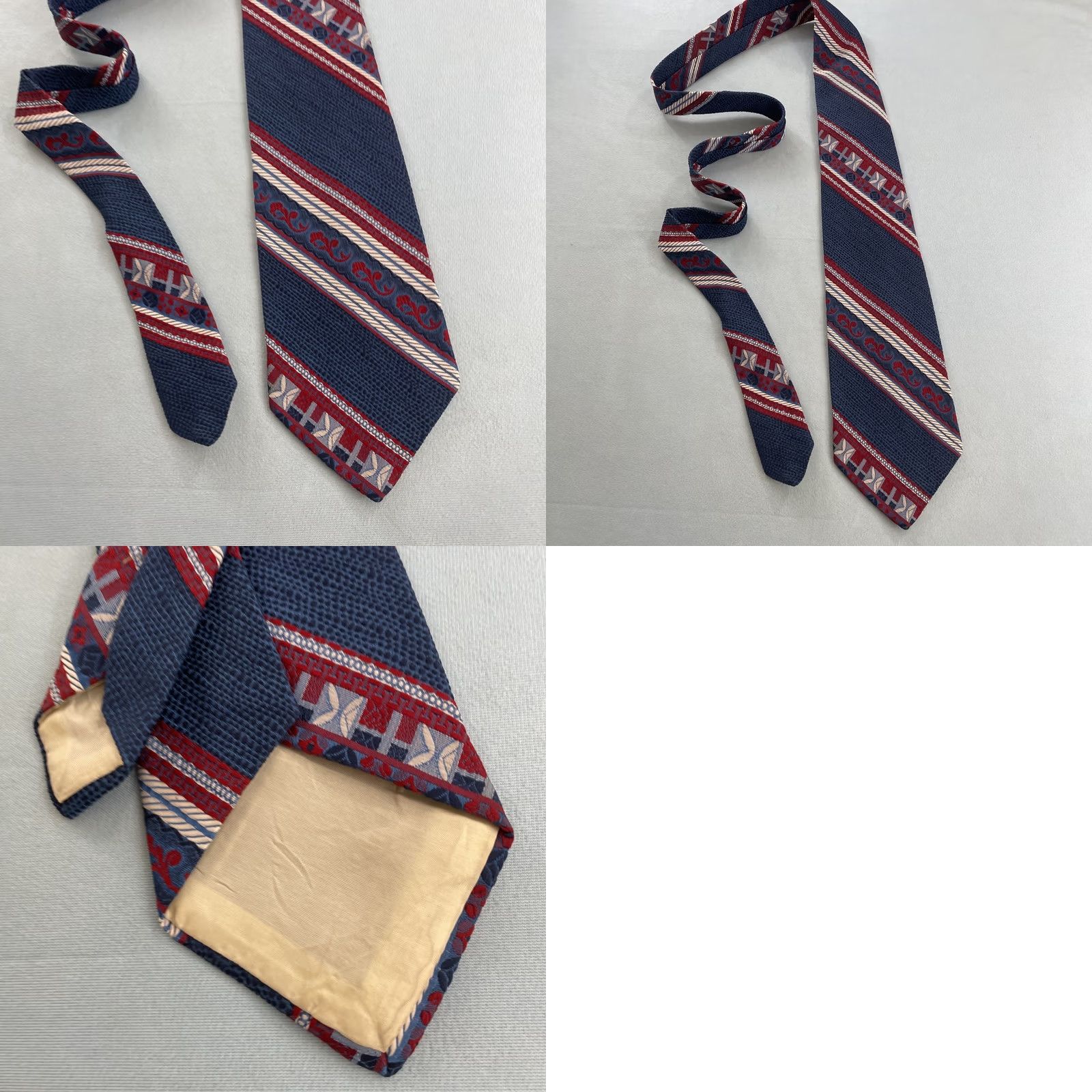 Vintage VINTAGE 1970s Necktie Woven Jacquard Rockabilly Mob Boss Patriot Texture Blue Red White 4" Tie Mens Tie Size ONE SIZE - 11 Thumbnail