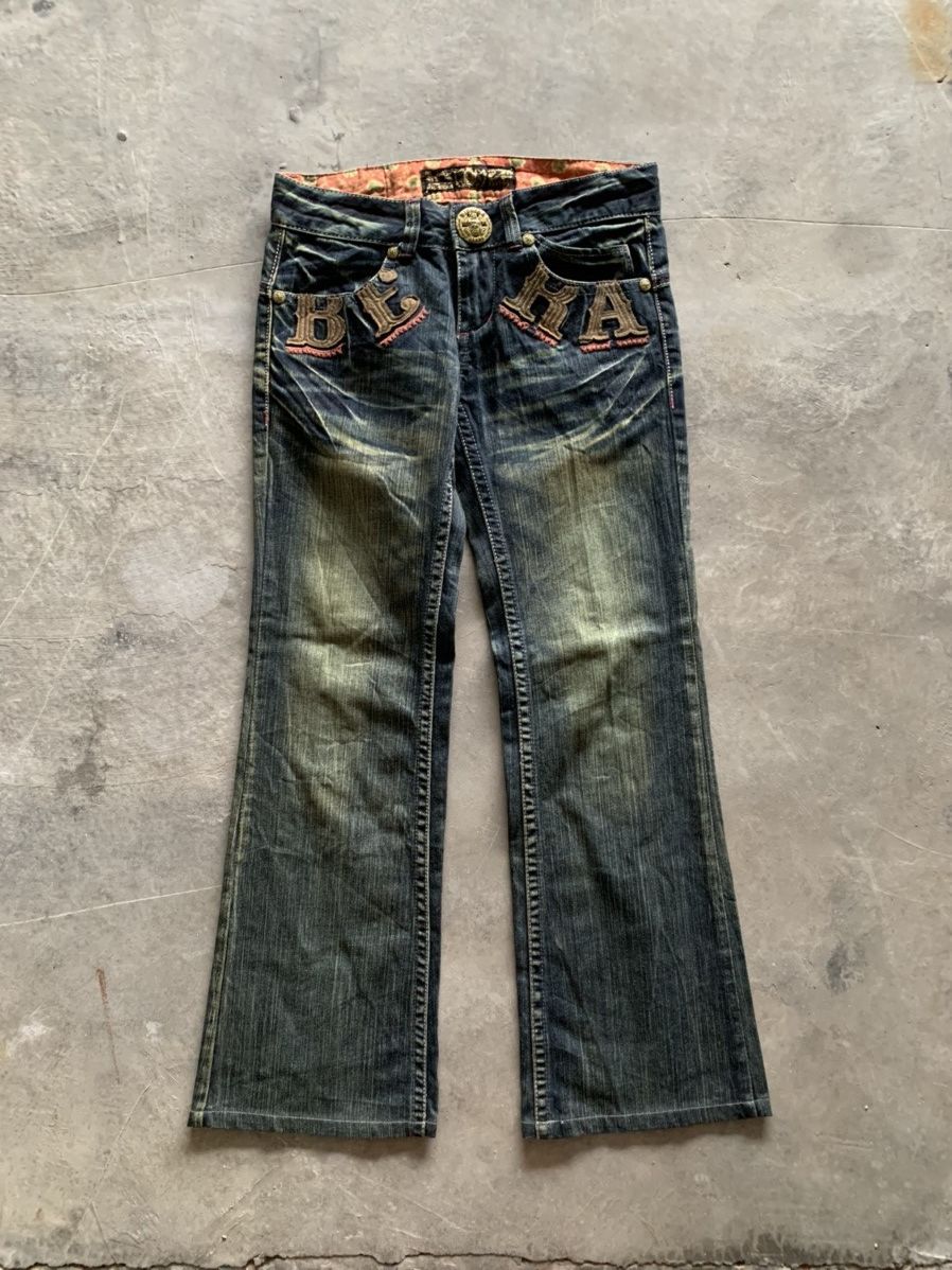 If Six Was Nine y2k rusty flare riobera jeans spellout embroidery hi-rise Size US 30 / EU 46 - 1 Thumbnail