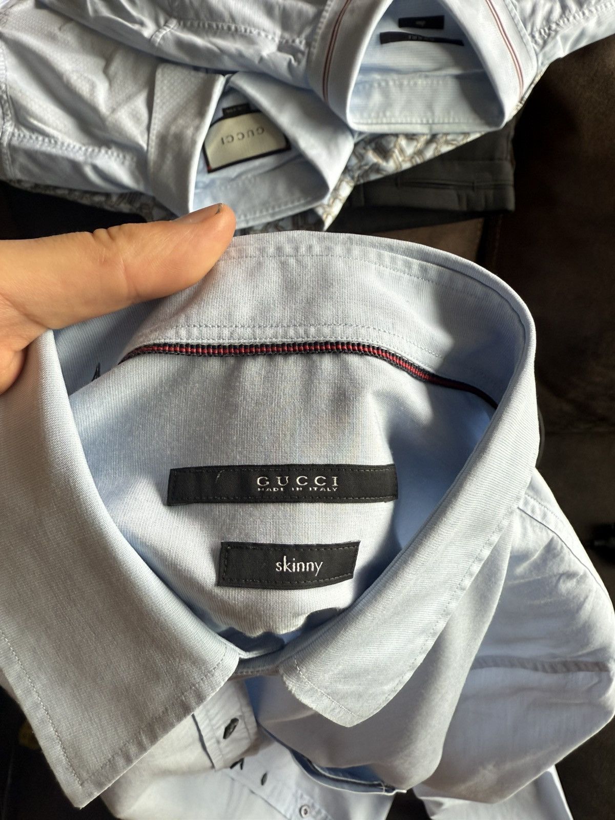 Gucci Light Blue Skinny Shirt with Pocket Size US M / EU 48-50 / 2 - 10 Thumbnail