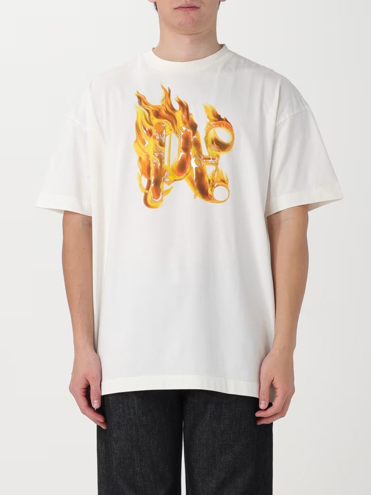 Palm Angels o1y0325 Logo Crewneck T-Shirt in White Size US XS / EU 42 / 0 - 1 Thumbnail