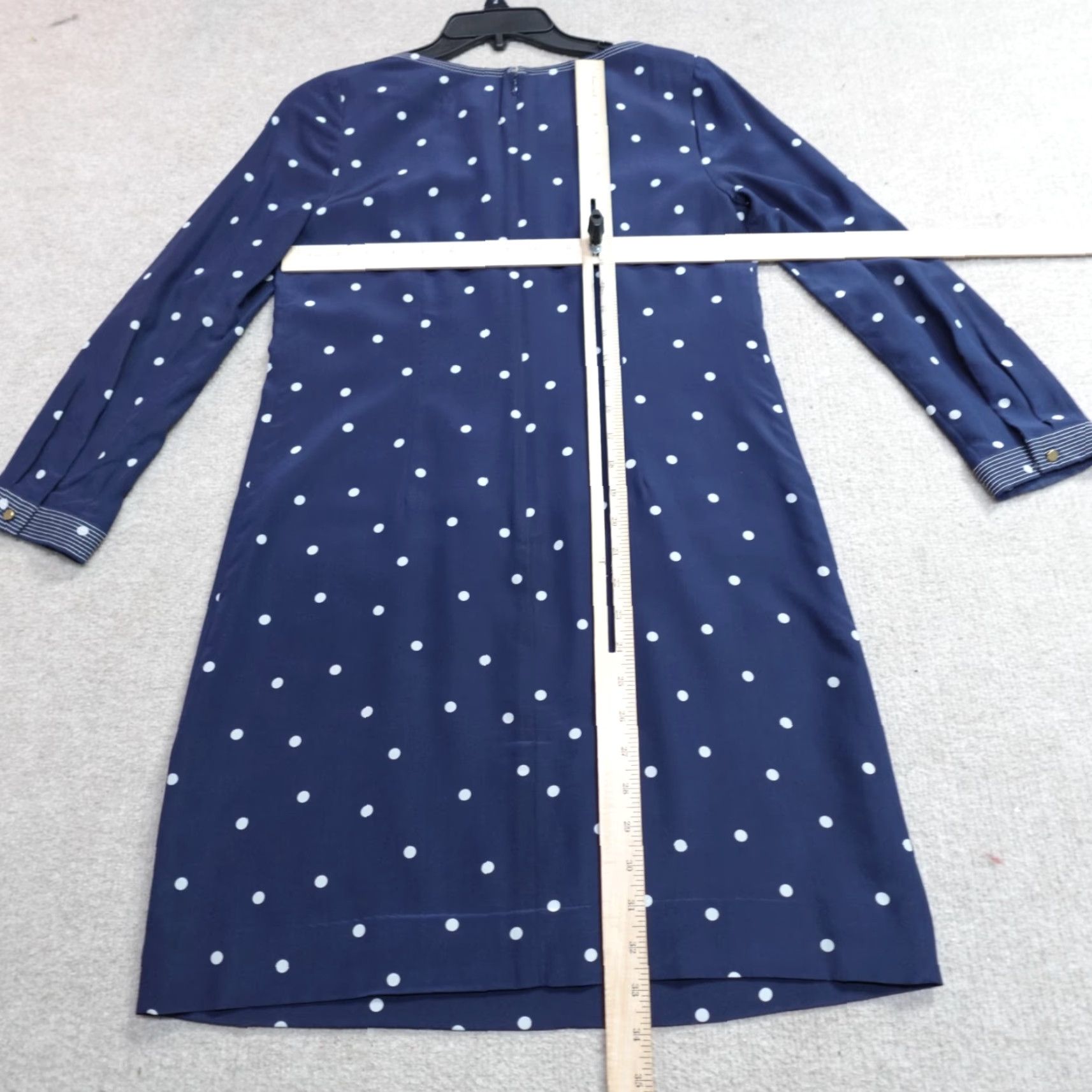 J.Crew J.CREW Dress Blue Polka Dot Silk Lined Shift 2 Womens Knee Length 3/4 Sleeve Collared Zip Vintage No Size XS / US 0-2 / IT 36-38 - 7 Thumbnail