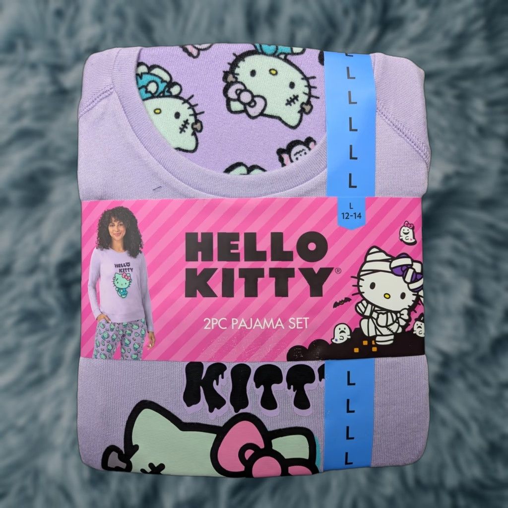 Vintage VINTAGE Hello Kitty Pajama Set Womens Large Purple Mummy Frankenstein 2PC NEW Size ONE SIZE - 1 Thumbnail