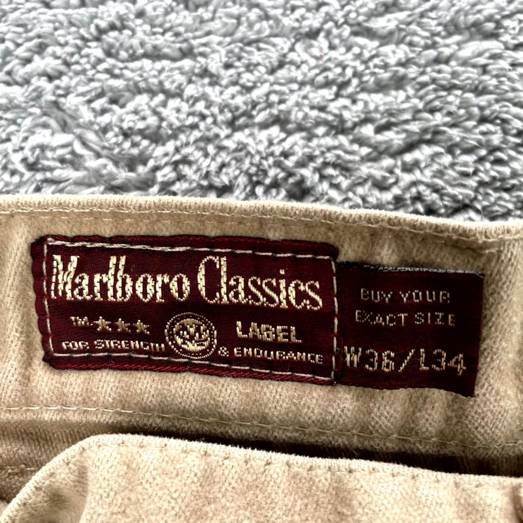 Marlboro VINTAGE Marlboro Classics Pants Mens 34x31 Beige Cotton 5-Pocket Design Straight Leg Jeans Regular Fit Waist 34 Block Logo 90s USA Classic Mens Size US 34 / EU 50 - 7 Thumbnail