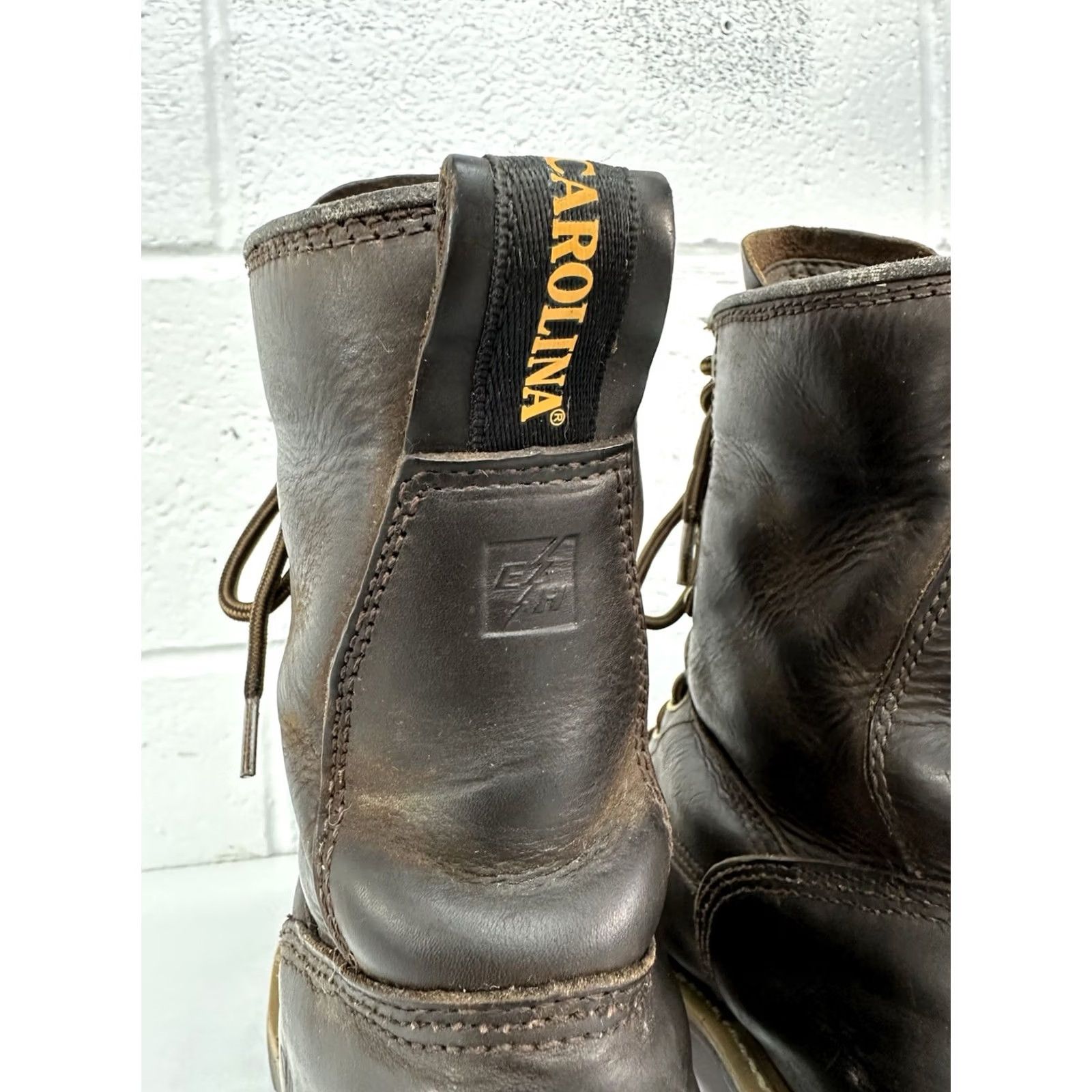 Vintage CAROLINA Elm Logger Boots Steel Toe Brown Leather 8” Men’s 10 D Size US 10 / EU 43 - 7 Thumbnail