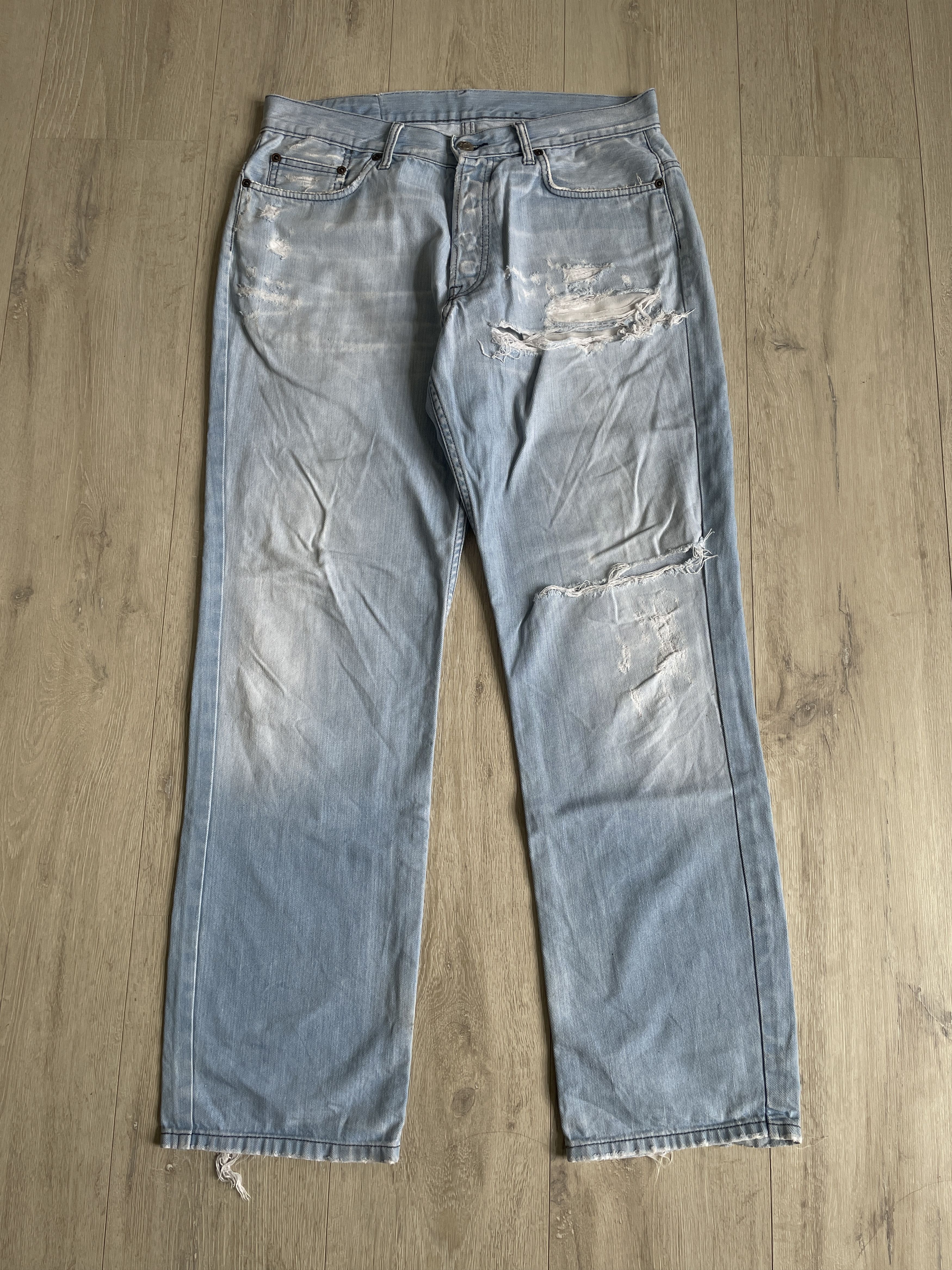 Y-3 Y-3 SS05 logo stitch runway ripped jeans Size US 32 / EU 48 - 5 Thumbnail