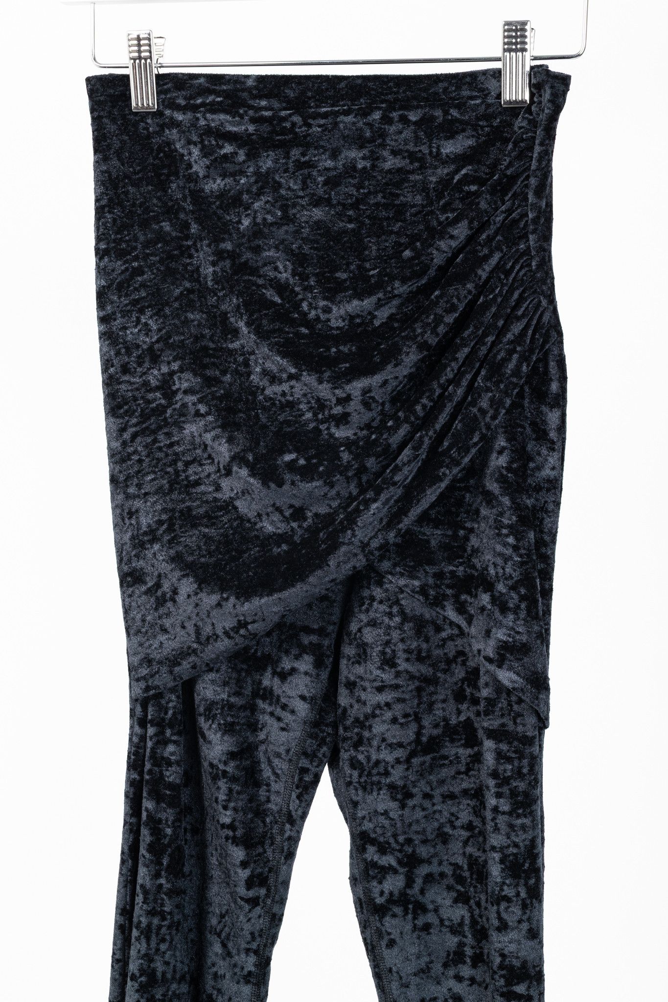 Balenciaga Balenciaga Demna Black Crushed-Velvet Draped-Front Leggings Size 25" / US 0 / IT 36 - 3 Thumbnail
