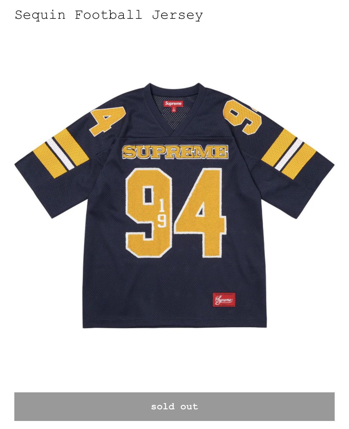 Supreme Size Small Supreme Sequin Football Jersey Navy Size US S / EU 44-46 / 1 - 1 Thumbnail