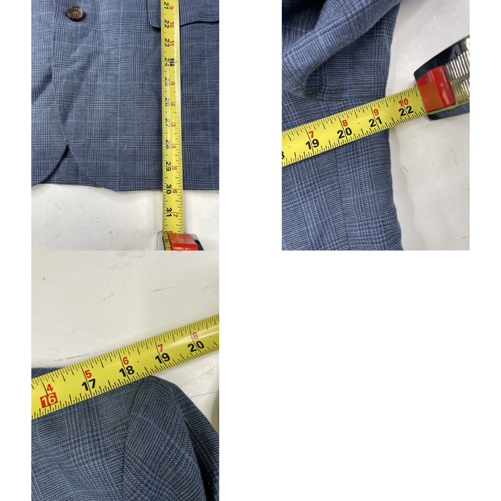 J.Crew J.CREW Blazer Jacket 40R Blue Linen Plaid Slim Notch Lapel Single-Breasted Two-Button Men Size 40R - 8 Thumbnail