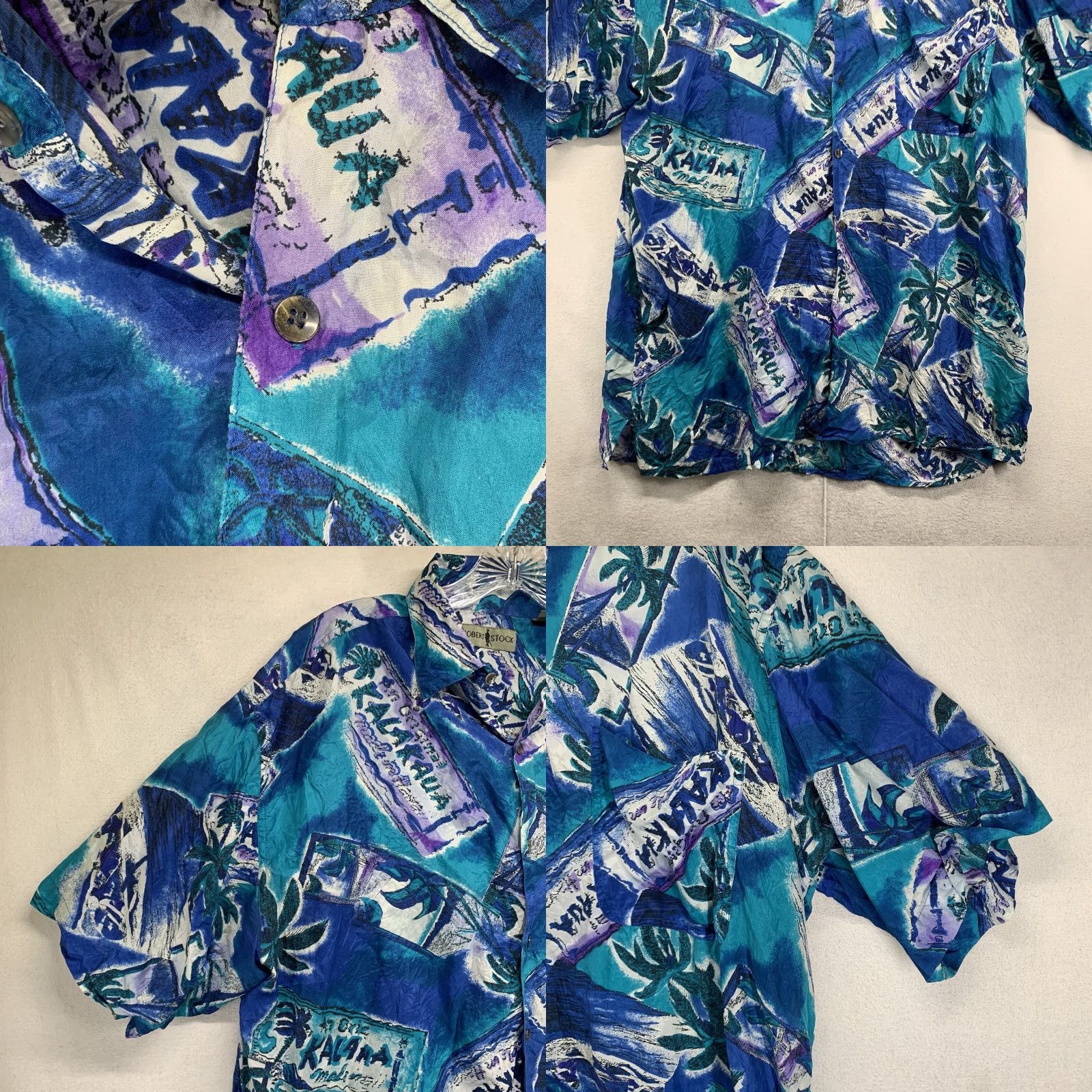 Vintage VINTAGE Robert Stock Silk Hawaiian Geometric Button-Up Shirt XL Blue 80s 90s Mens Size US XL / EU 56 / 4 - 8 Thumbnail