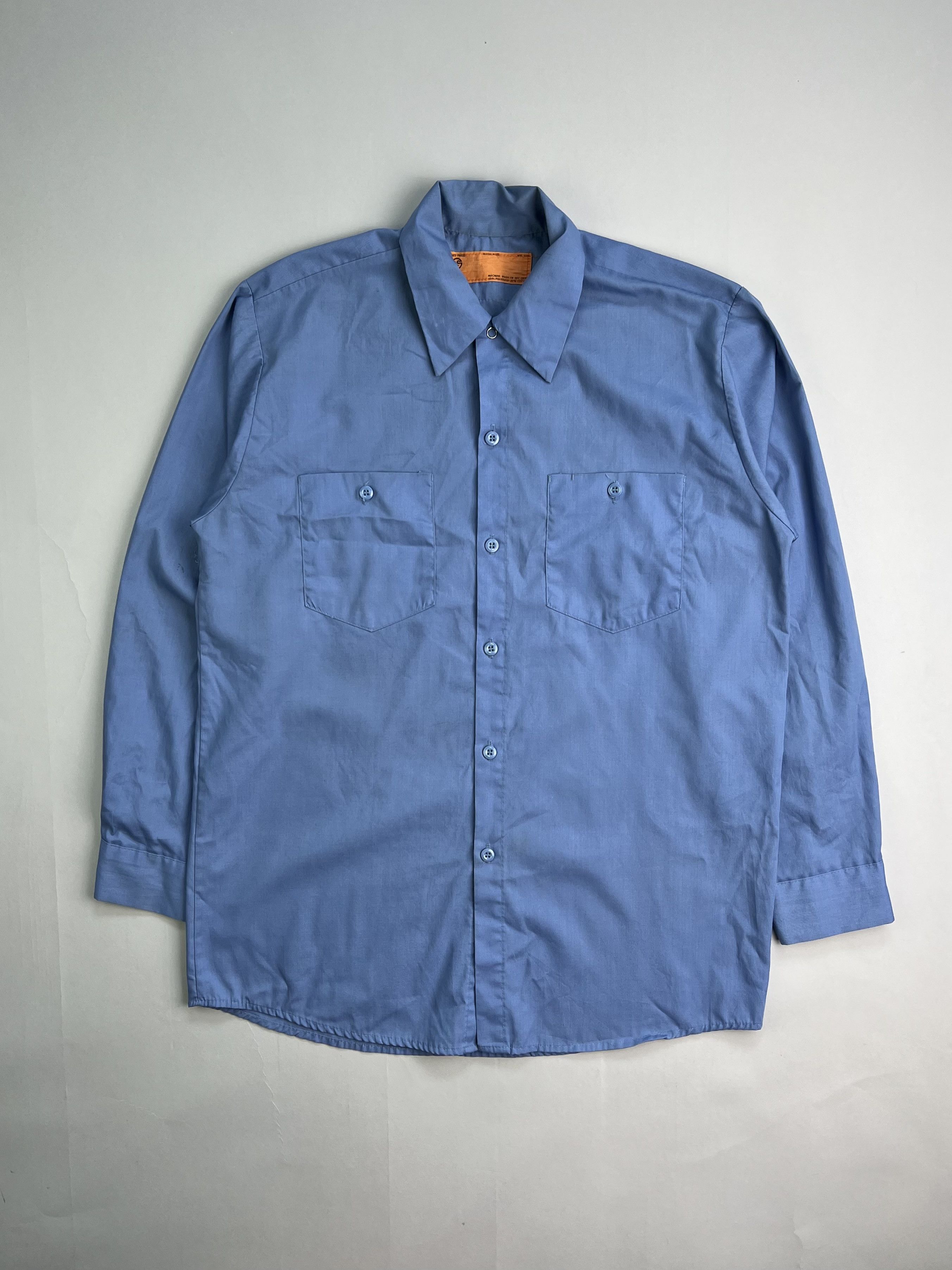 Vintage Vintage Work Shirt Light Blue Long Sleeves Made In Usa M Size US XL / EU 56 / 4 - 1 Thumbnail
