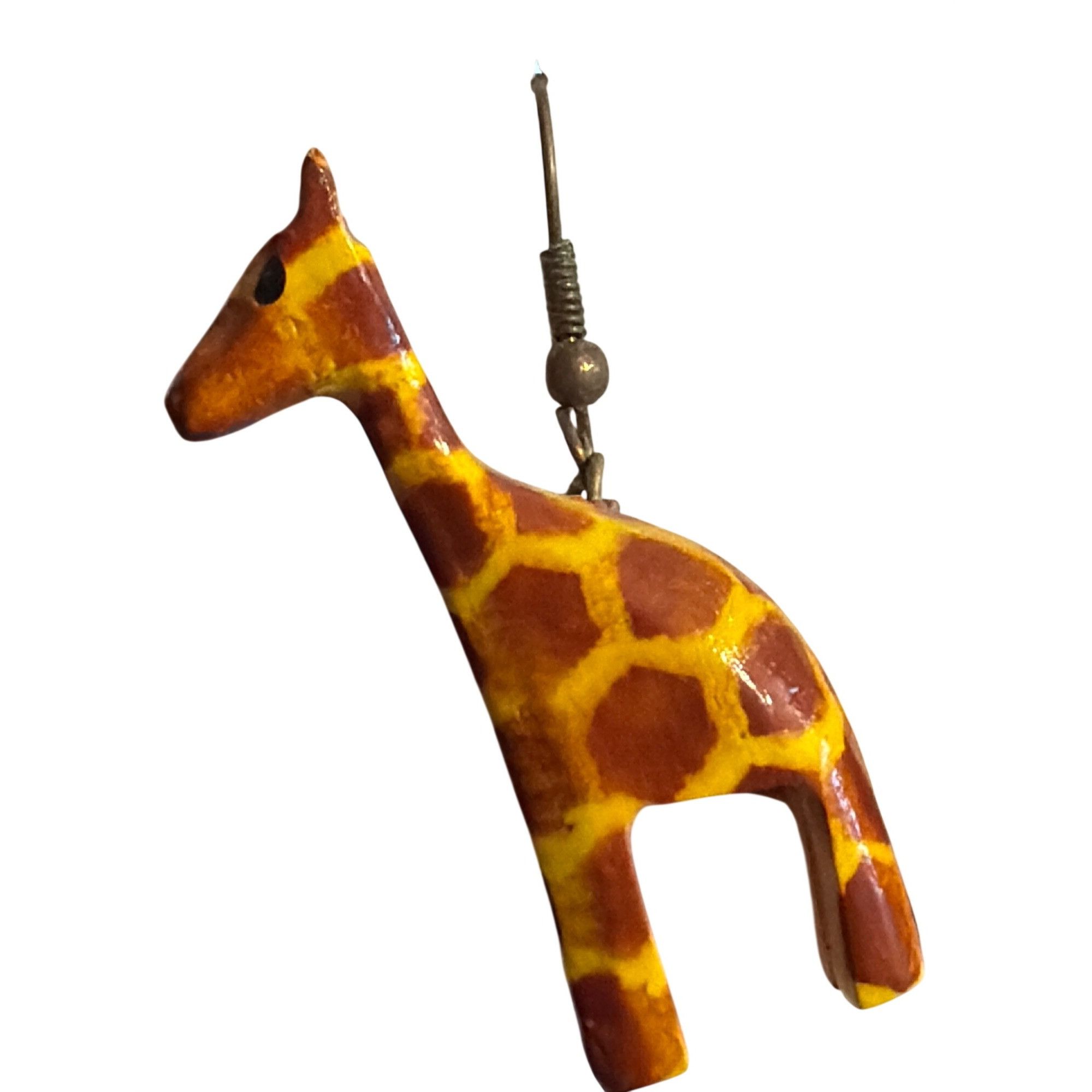 Other Hand painted Giraffe Dangle Wood Earrings Lightweight Hooks Size ONE SIZE - 2 Thumbnail
