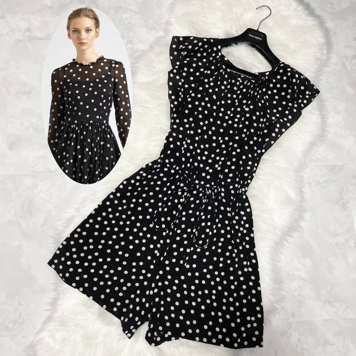 Dolce & Gabbana Ribbon Polka Dot Frilled Sleeve Jumpsuit 38