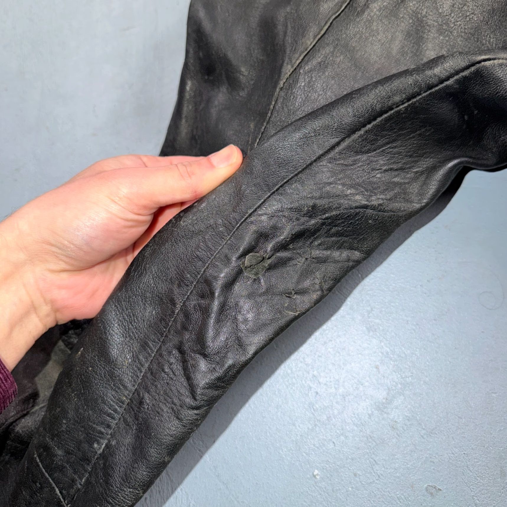 Vintage VTG Black Leather Motorcycle Pants 31x31 Rockabilly 50s 60s Buco 1960s Mens Size US 31 - 7 Thumbnail