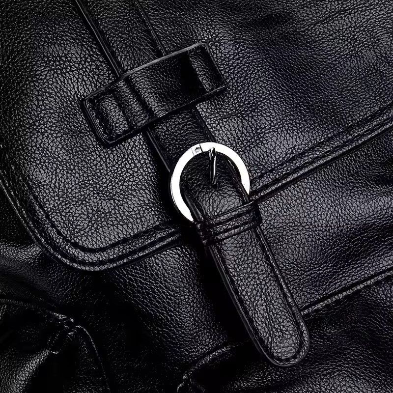 Japanese Brand Capacity Streetwear PU Leather Backpack Bag Size ONE SIZE - 4 Thumbnail
