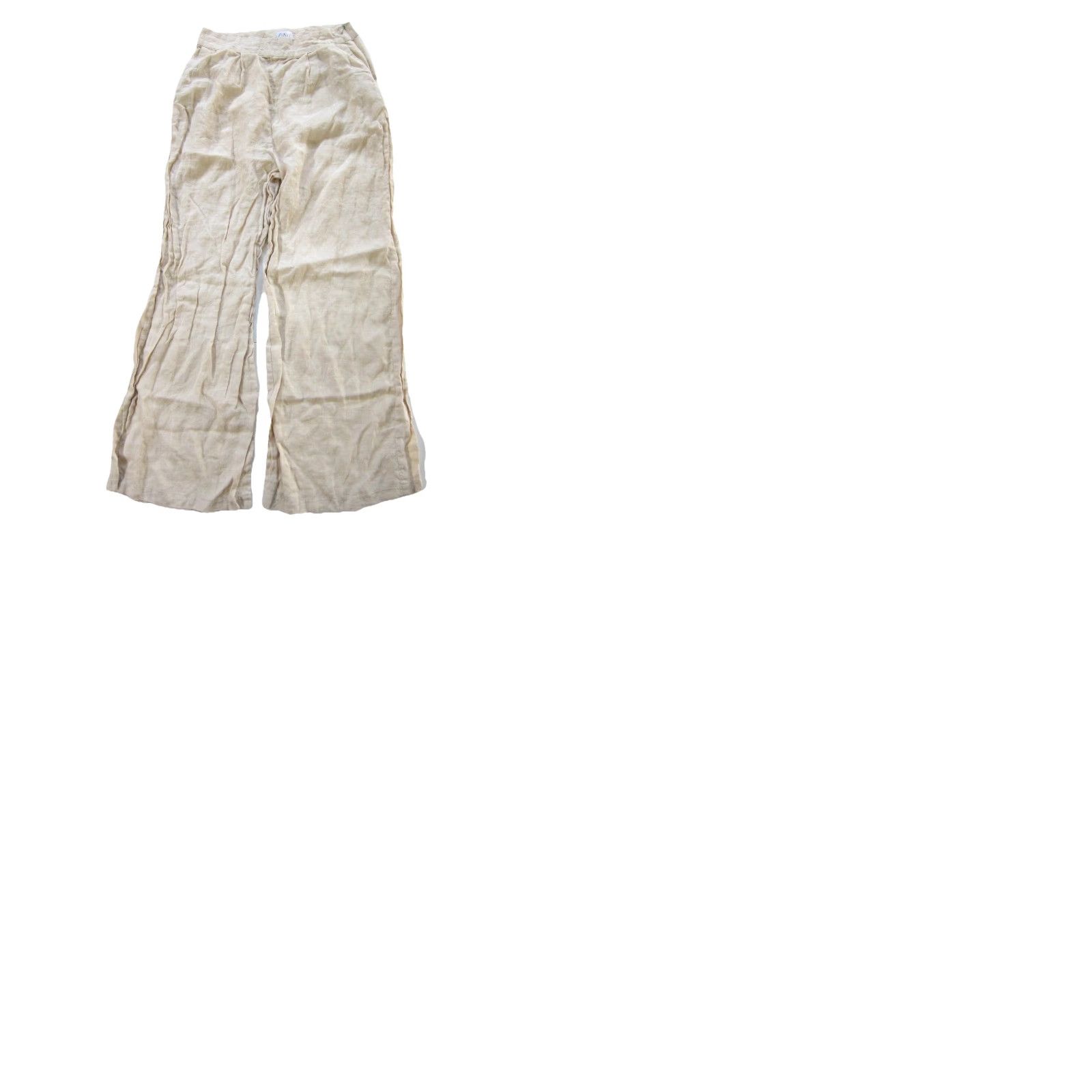 Vintage Revert Apparel 100% Linen Beige Brown Wide Leg High Rise Pocket Pant Women L Size 36" / US 14 / IT 50 - 9 Thumbnail