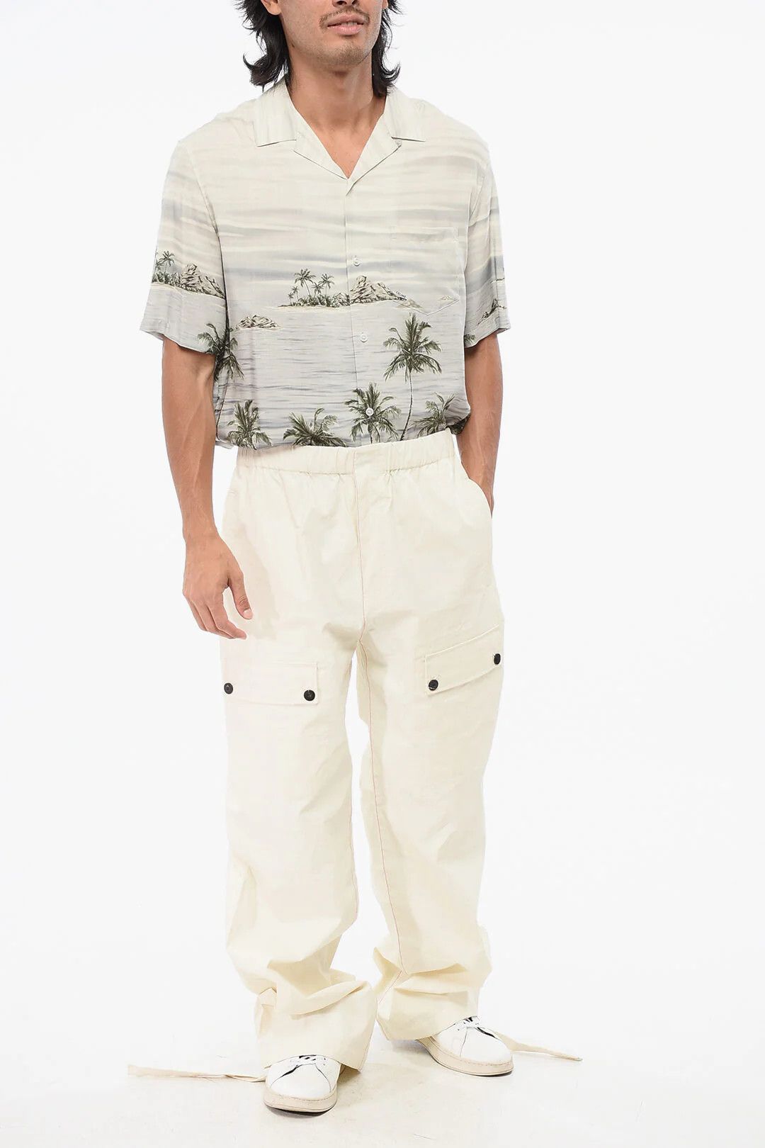 Salvatore Ferragamo og1mm0426 Coated Linen Cargo Pant in Beige Size US 34 / EU 50 - 4 Thumbnail