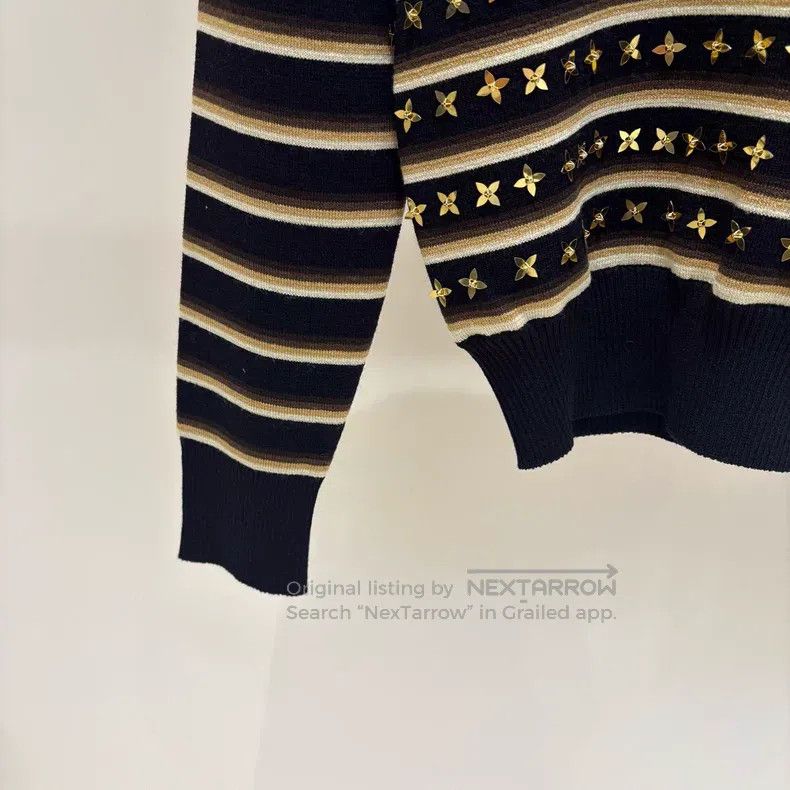 Louis Vuitton Louis Vuitton Black and Brown Striped Star Sweater Size S / US 4 / IT 40 - 5 Thumbnail