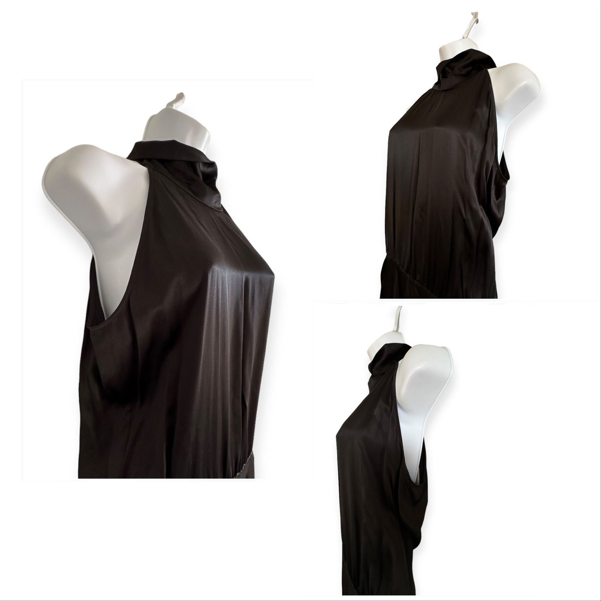 Generation Love Generation Love Arie Black Silk Maxi Dress, Size M, NWT, Hal Size M / US 6-8 / IT 42-44 - 12 Thumbnail