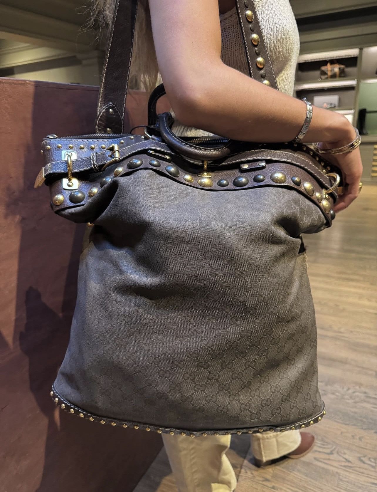 Gucci Gucci Monogram Crystal Babouska Medium Tote Size ONE SIZE - 8 Thumbnail