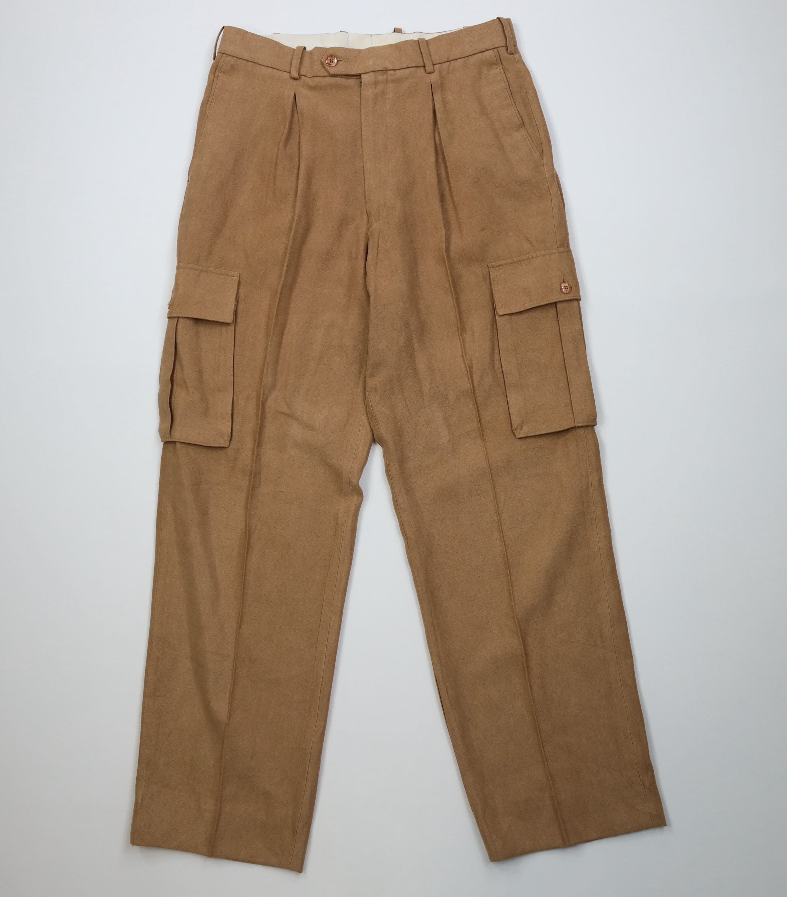 Vintage Vintage 90s Streetwear Microfiber Wide Leg Cargo Pants Brown Size US 32 / EU 48 - 1 Thumbnail
