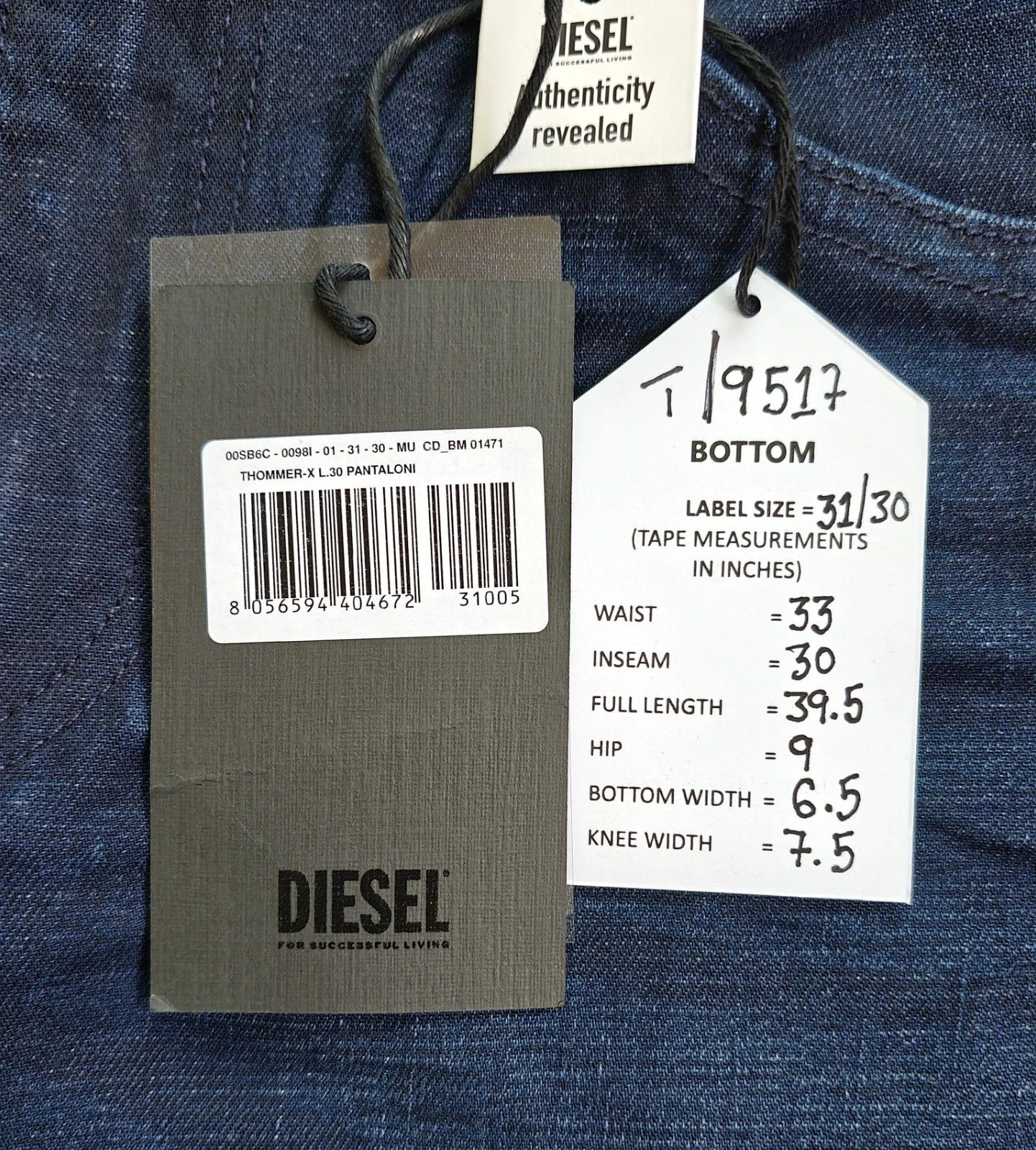 Diesel Diesel THOMMER-X L.30 MENS JEANS T/9517 Size US 31 - 7 Thumbnail
