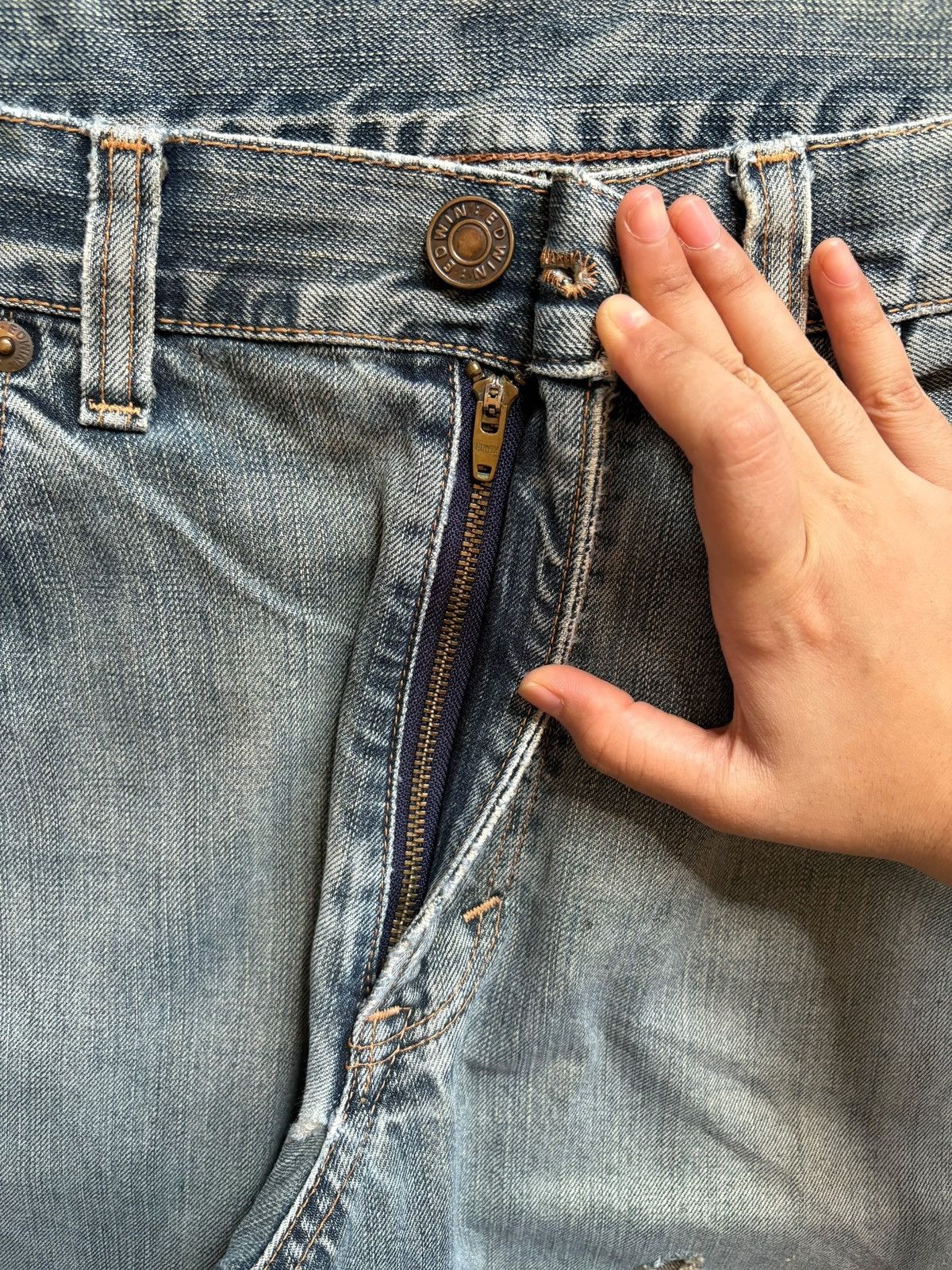 Edwin × Japanese Brand SALES🔥Vintage Japanese Edwin Distressed Baggy Jeans Size US 39 - 3 Thumbnail