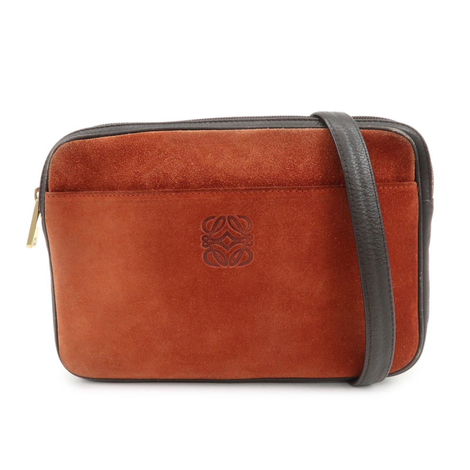 Loewe Loewe Anagram Suede Crossbody Bag Brown Size ONE SIZE - 1 Thumbnail