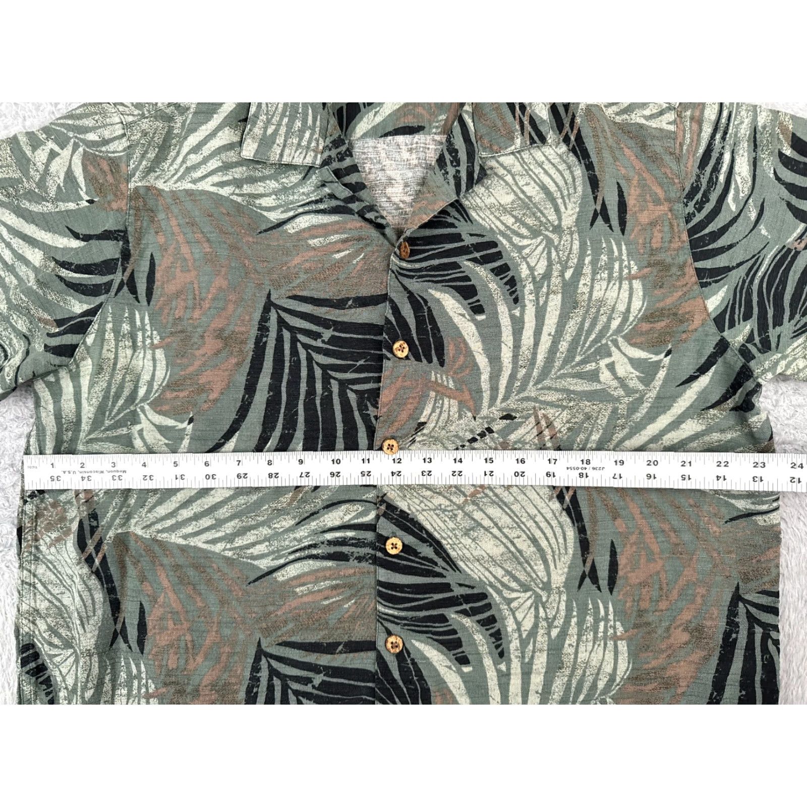Vintage Caribbean Shirt Men Large Green Floral Palm Leaf Silk Rayon Hawaiian Button-Up Short Sleeve Size US L / EU 52-54 / 3 - 7 Thumbnail