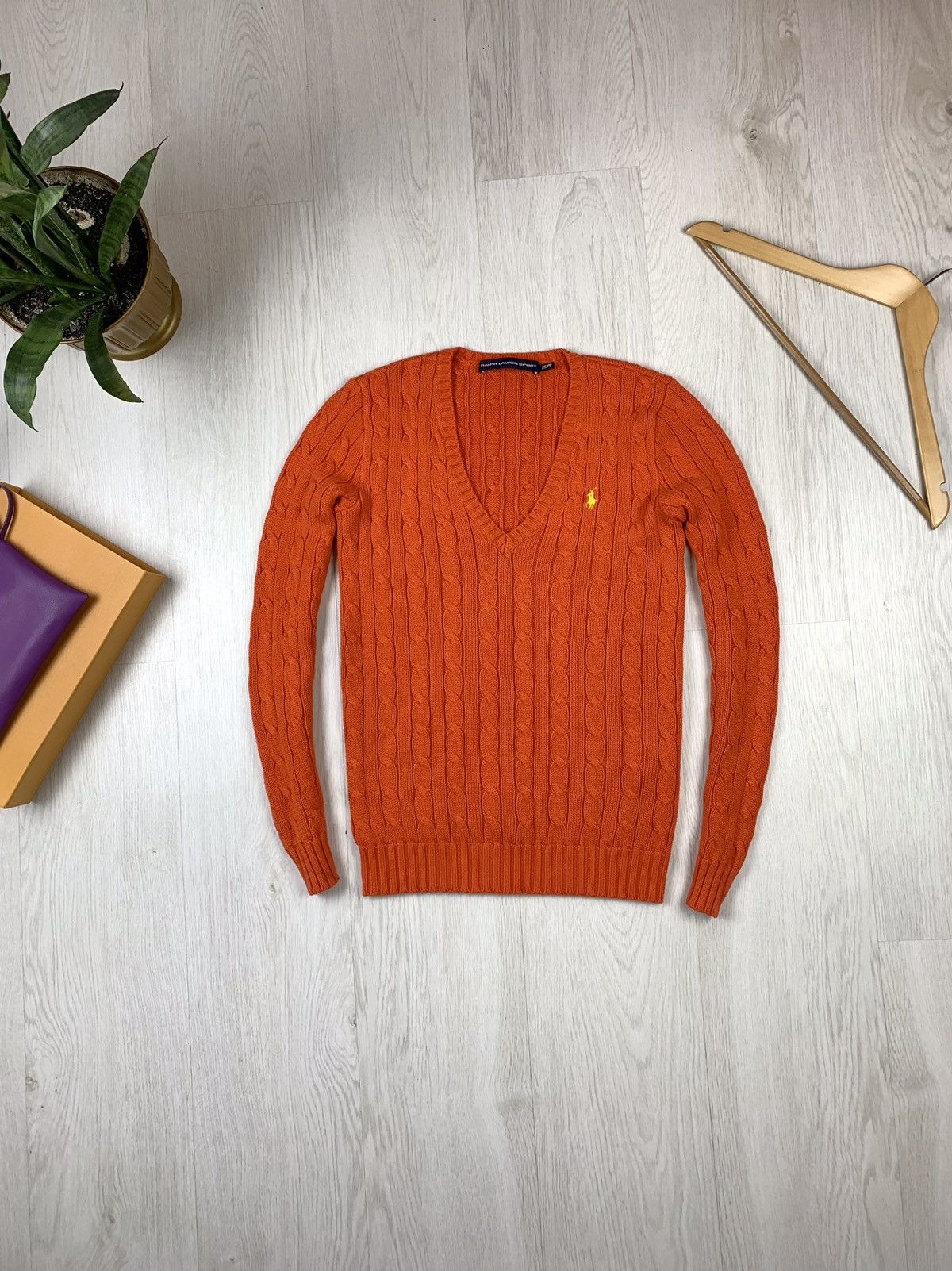 Ralph Lauren Polo Ralph Lauren Womens Cable Knit V-Neck Sweater Size XS Size XS / US 0-2 / IT 36-38 - 1 Thumbnail