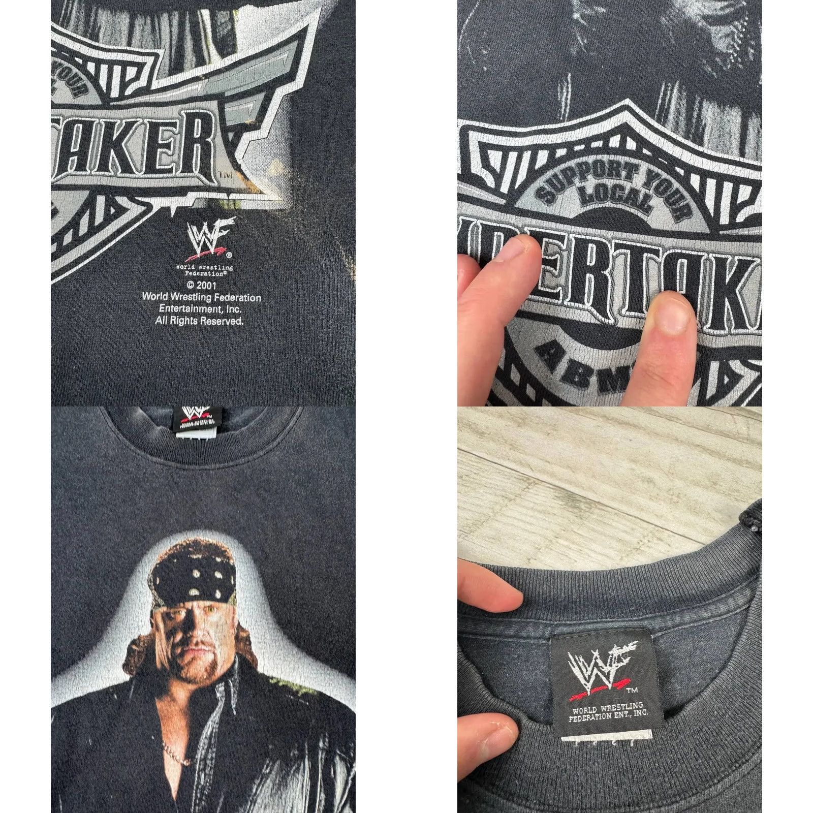 Vintage VINTAGE WWE Undertaker T-Shirt Wrestling Men L Black 90s WWF WWE Shirt Adult Large Black Mens Size US L / EU 52-54 / 3 - 8 Thumbnail