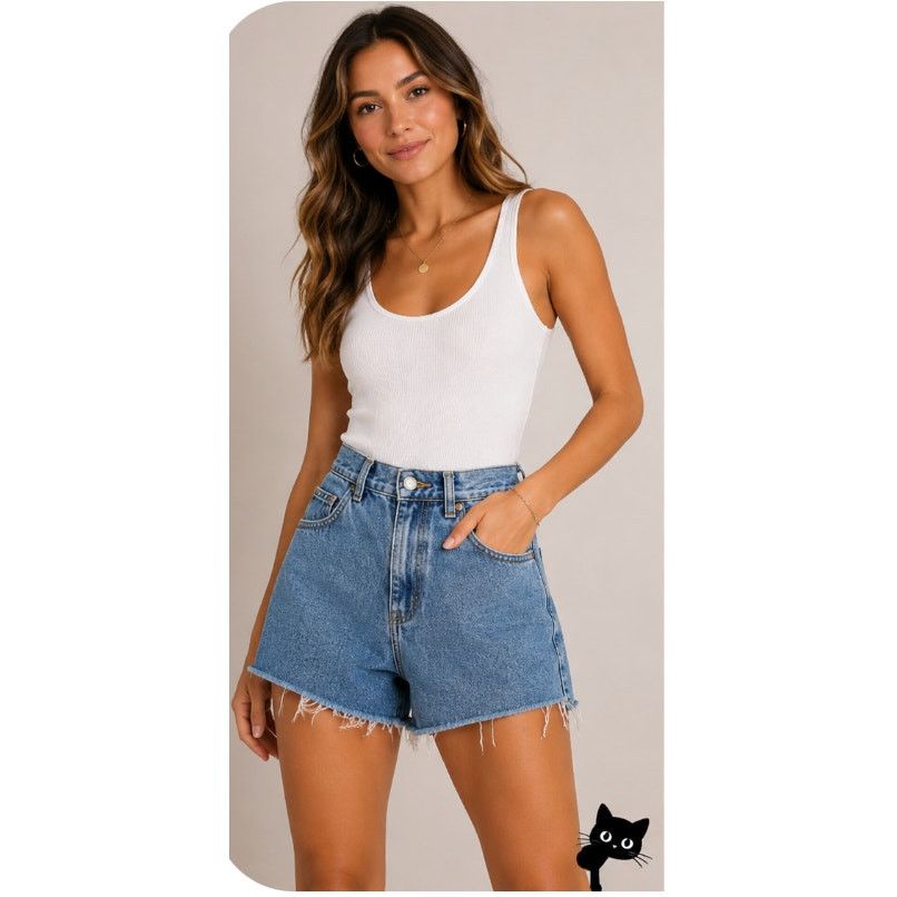 Lee Lee Blue Wash High Waist Raw Hem High Rise Jean Shorts 10 Size 32" / US 10 / IT 46 - 3 Thumbnail