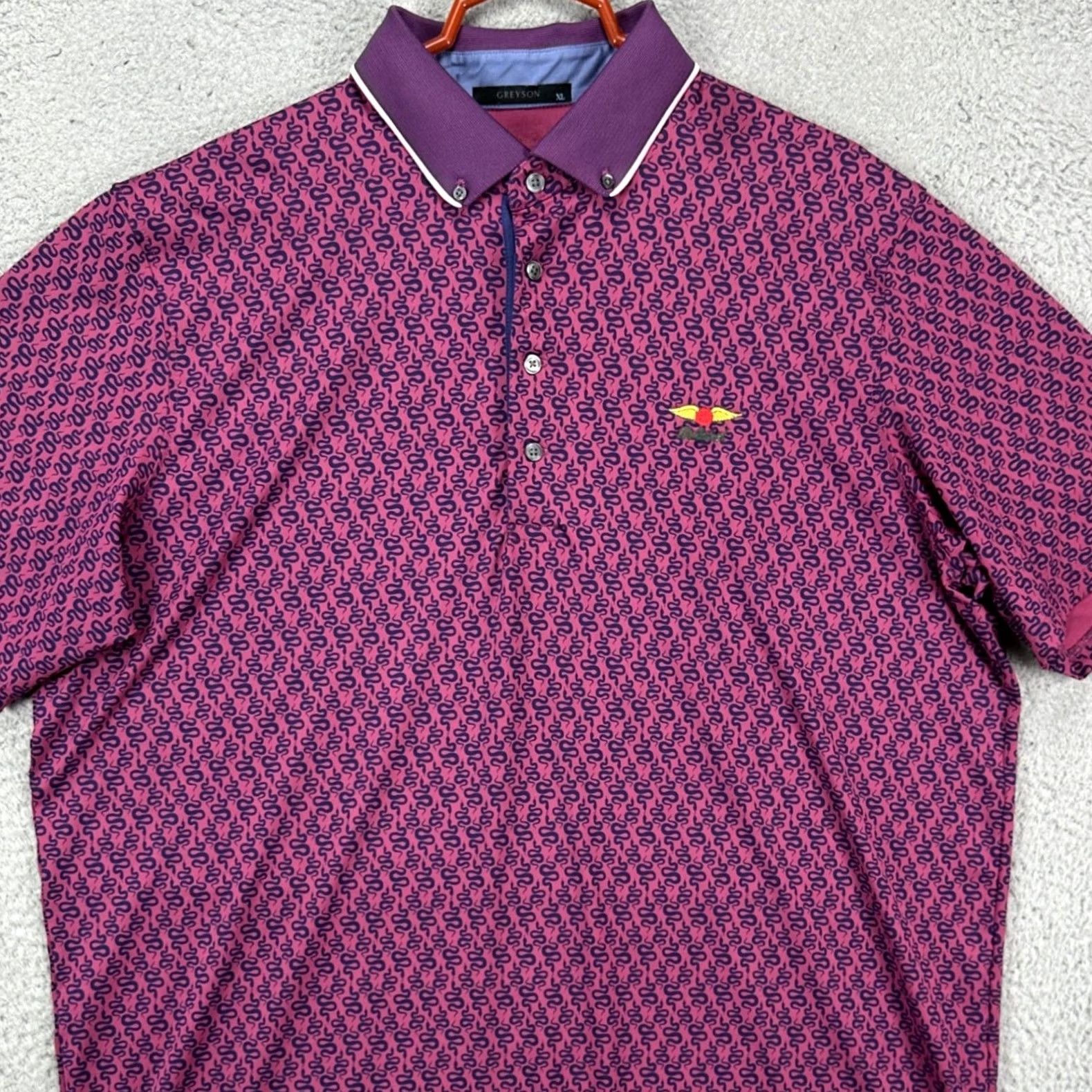 Vintage VINTAGE Greyson Polo Shirt Mens XL Pink Purple Snake Baltusrol Club Golf Rugby Stretch Size US XL / EU 56 / 4 - 2 Thumbnail